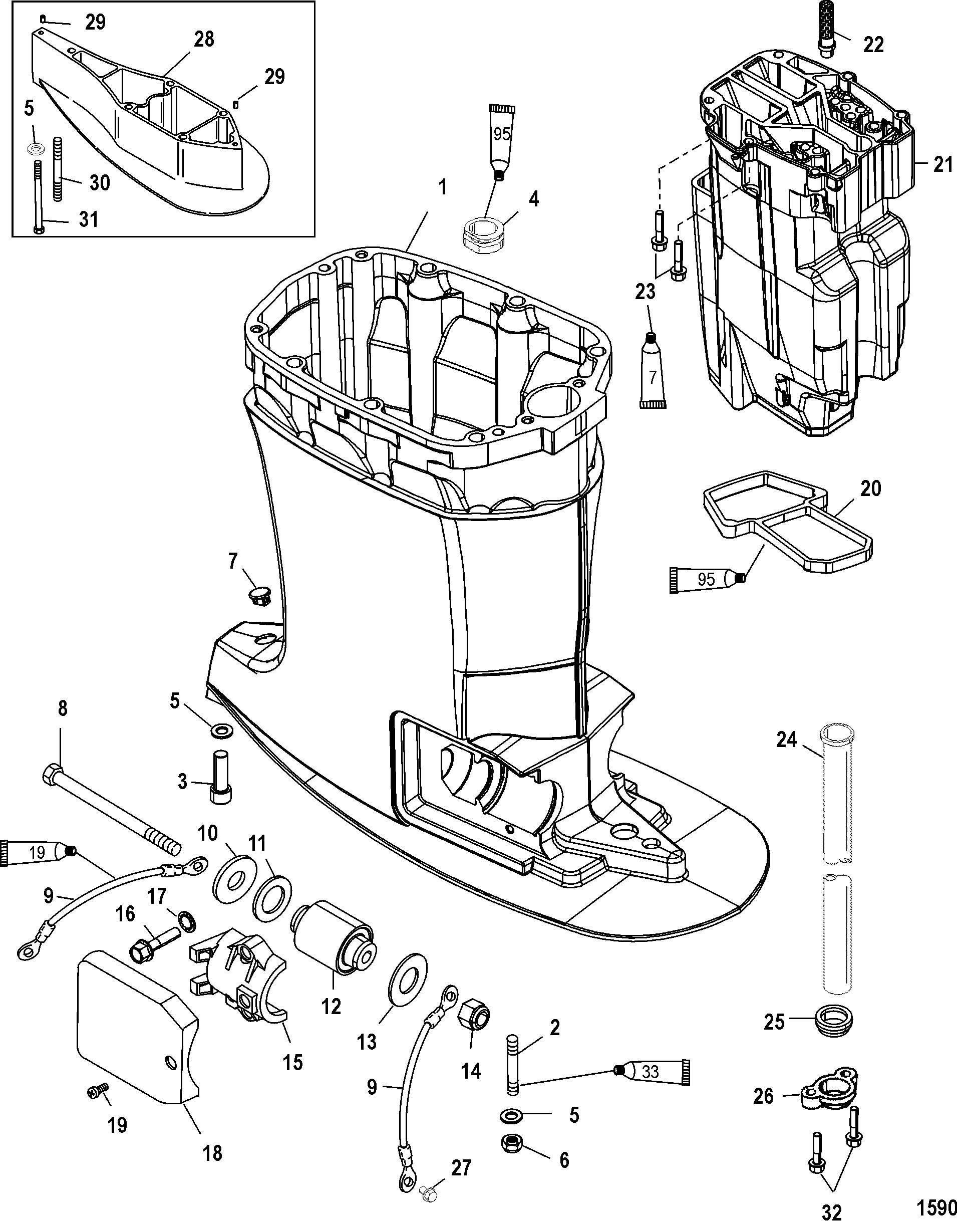Drivshaft Housing and Exhaust Tube