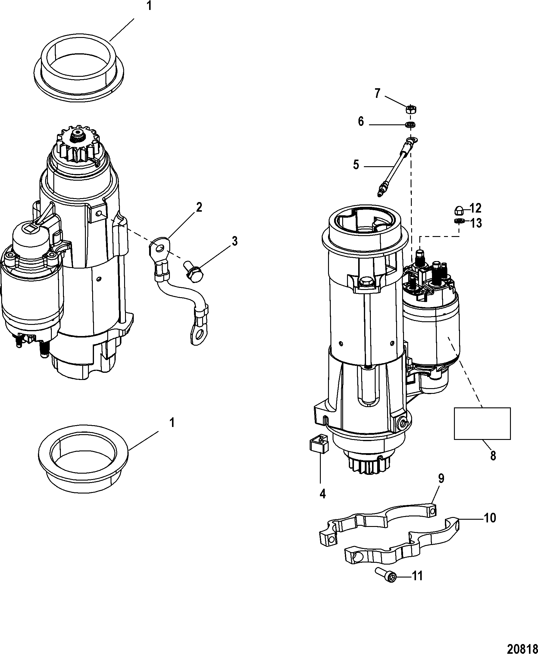 Starter Motor, 1B759587 and Below