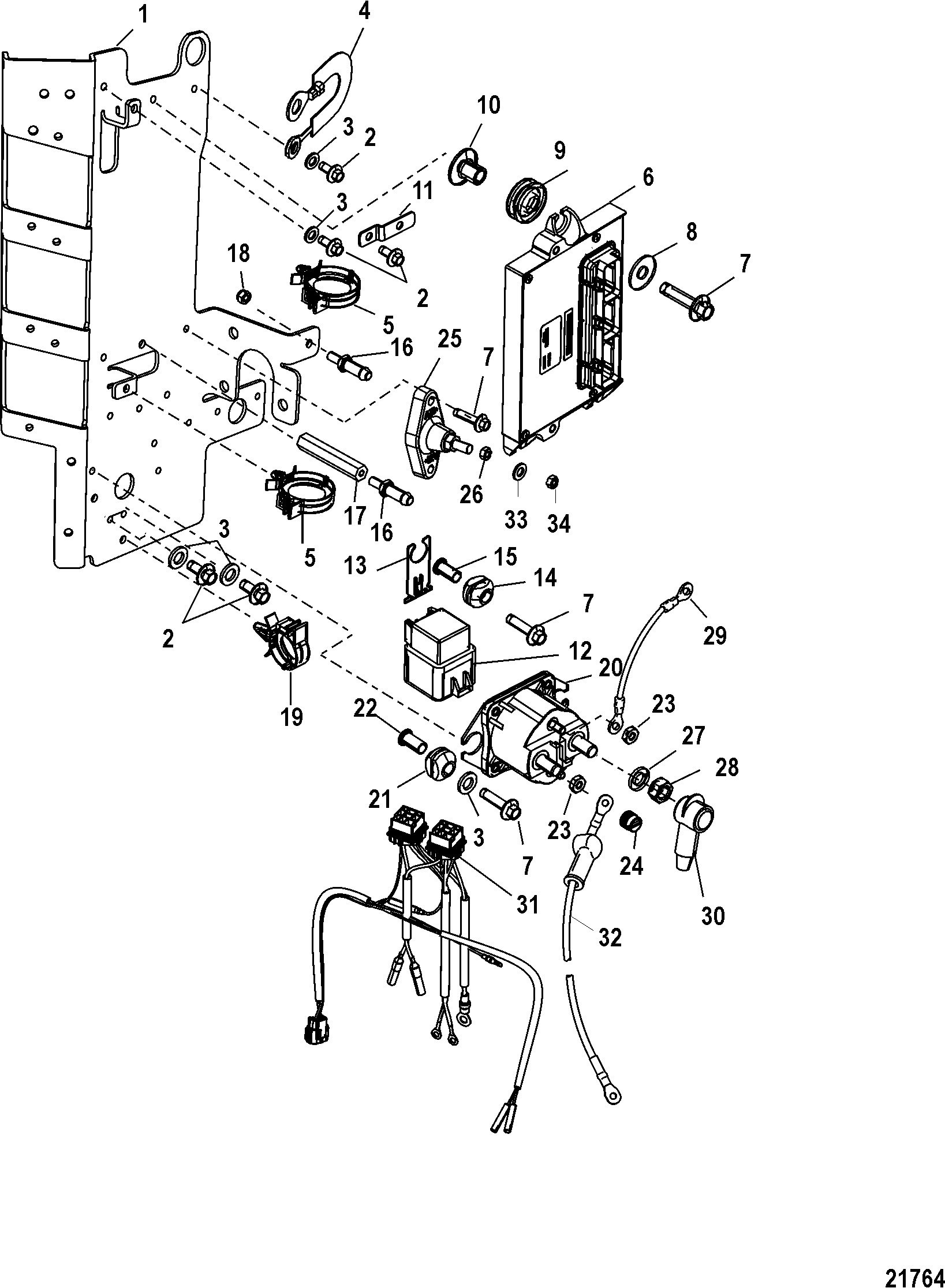 Electrical Components, PCM Mounting, 2B092562 and Below