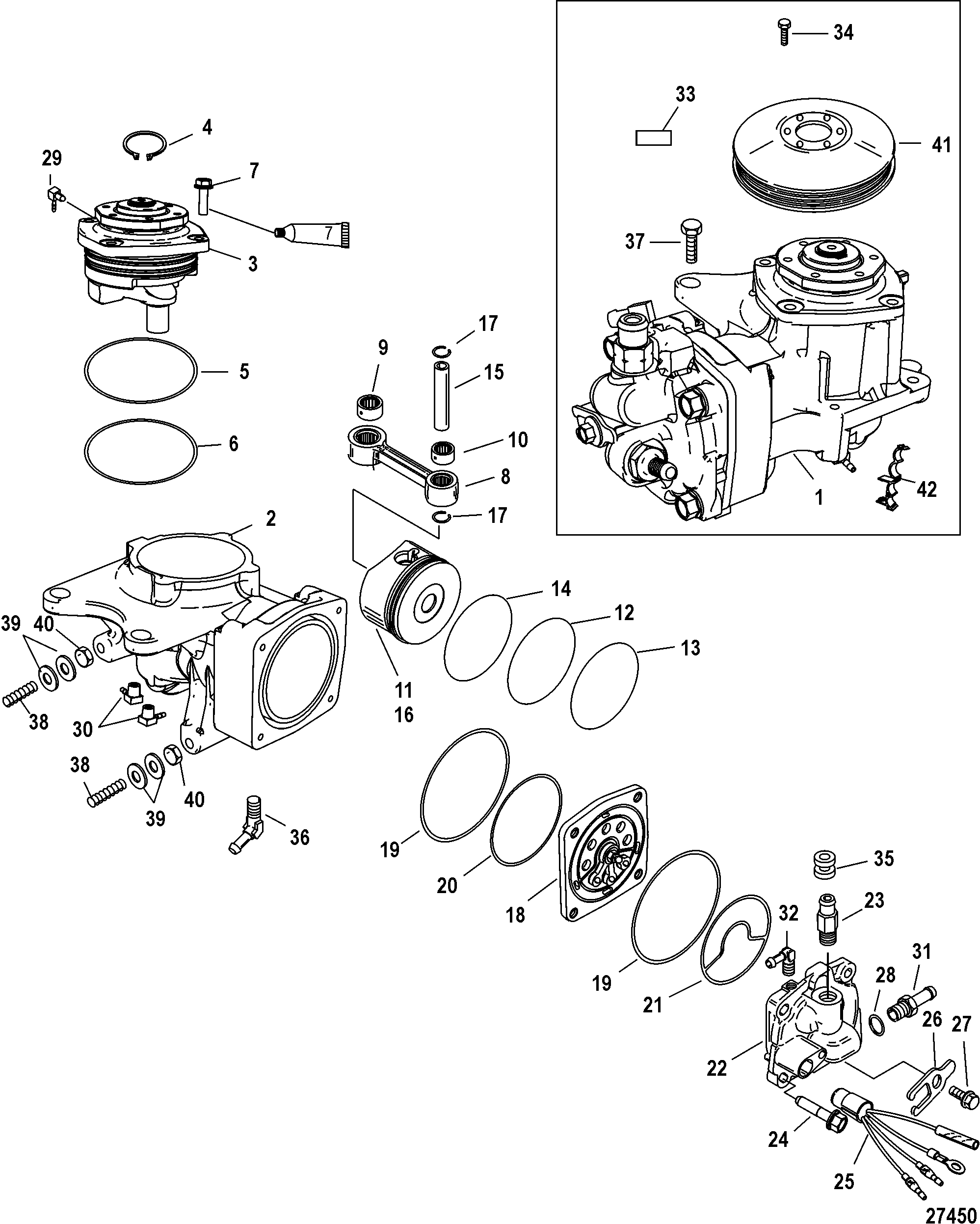 Air Compressor Components, SN 1B884880 and below