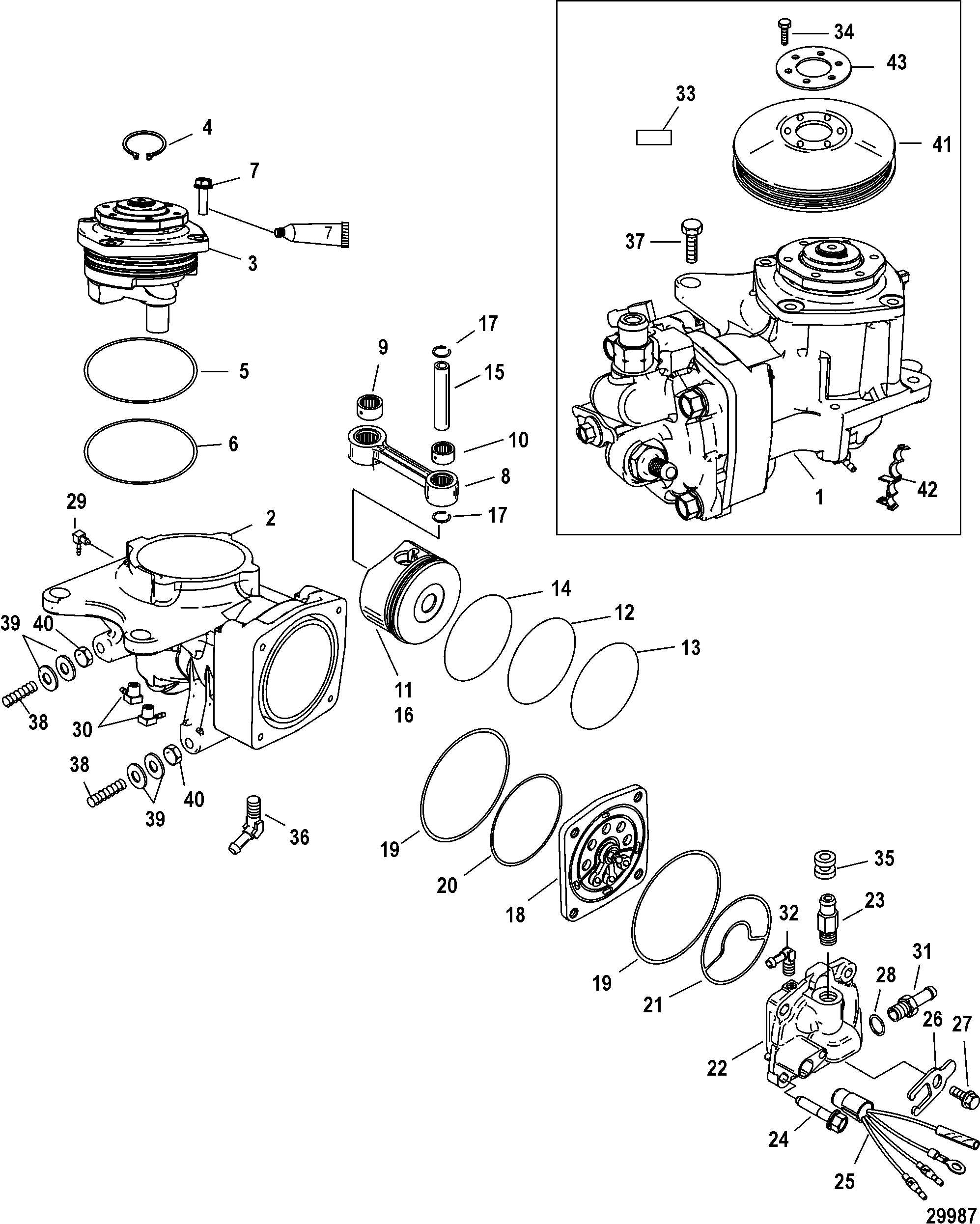 Air Compressor Components, SN 1B884476 and below