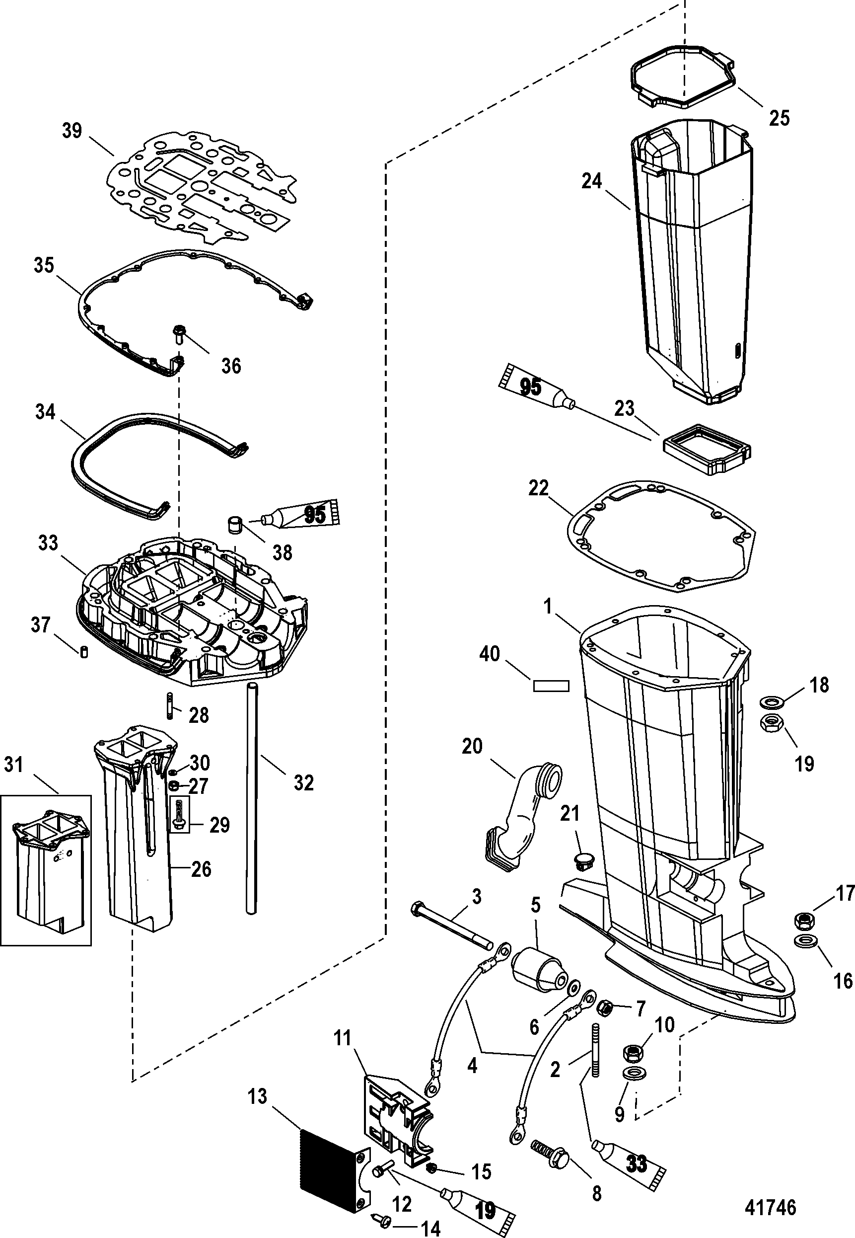 Driveshaft Housing and Exhaust Tube