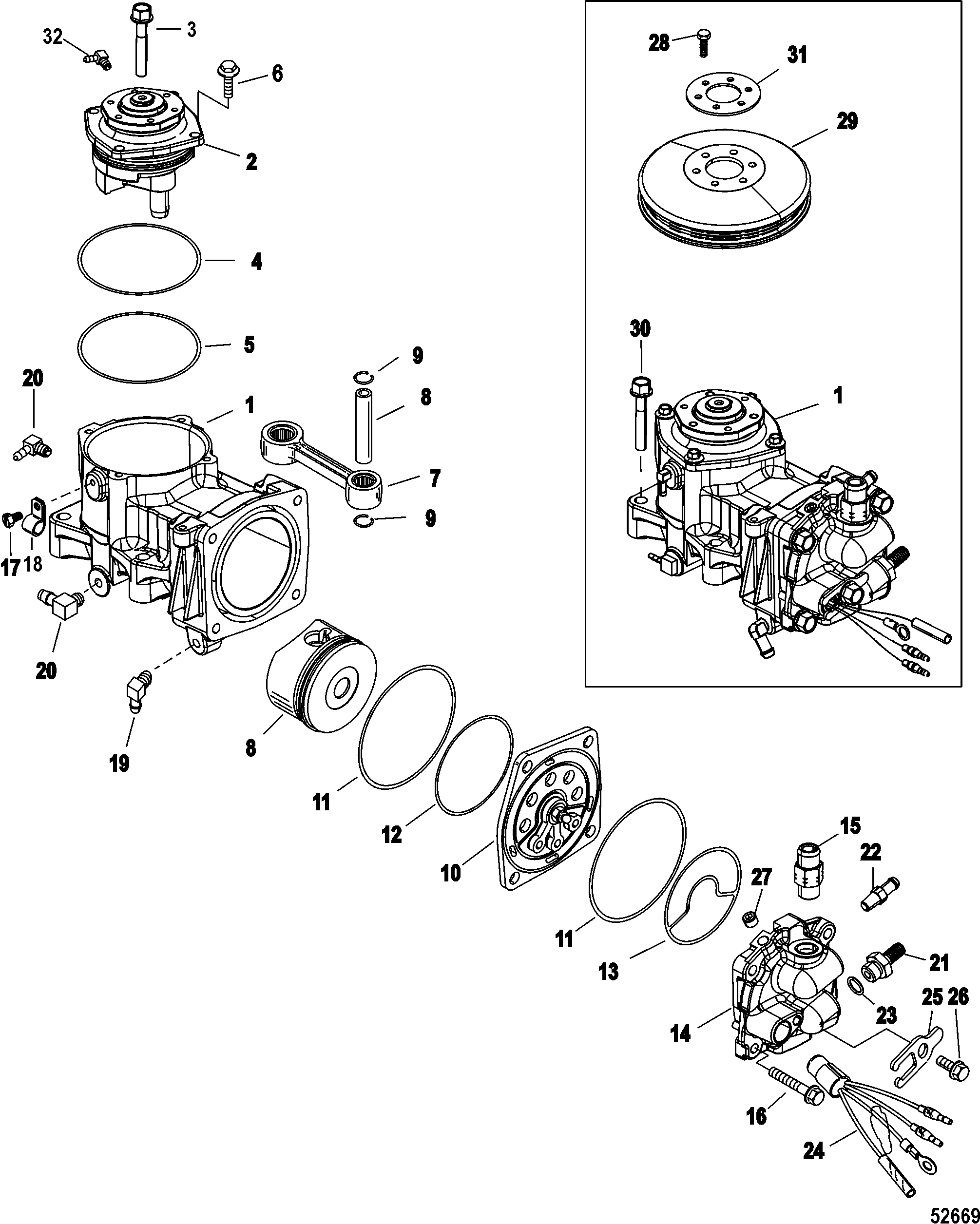 Air Compressor Components, SN# 1B885132 and above