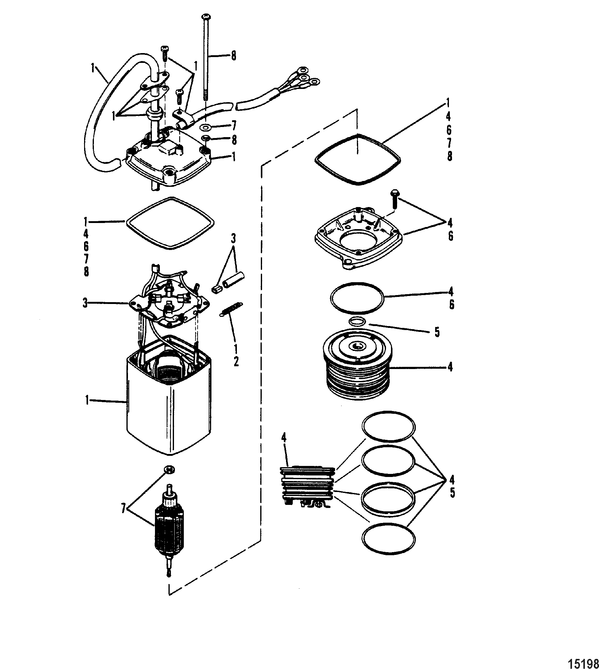 Power Trim Pump(Eaton Rectangular Motor-0C159199 and Below)