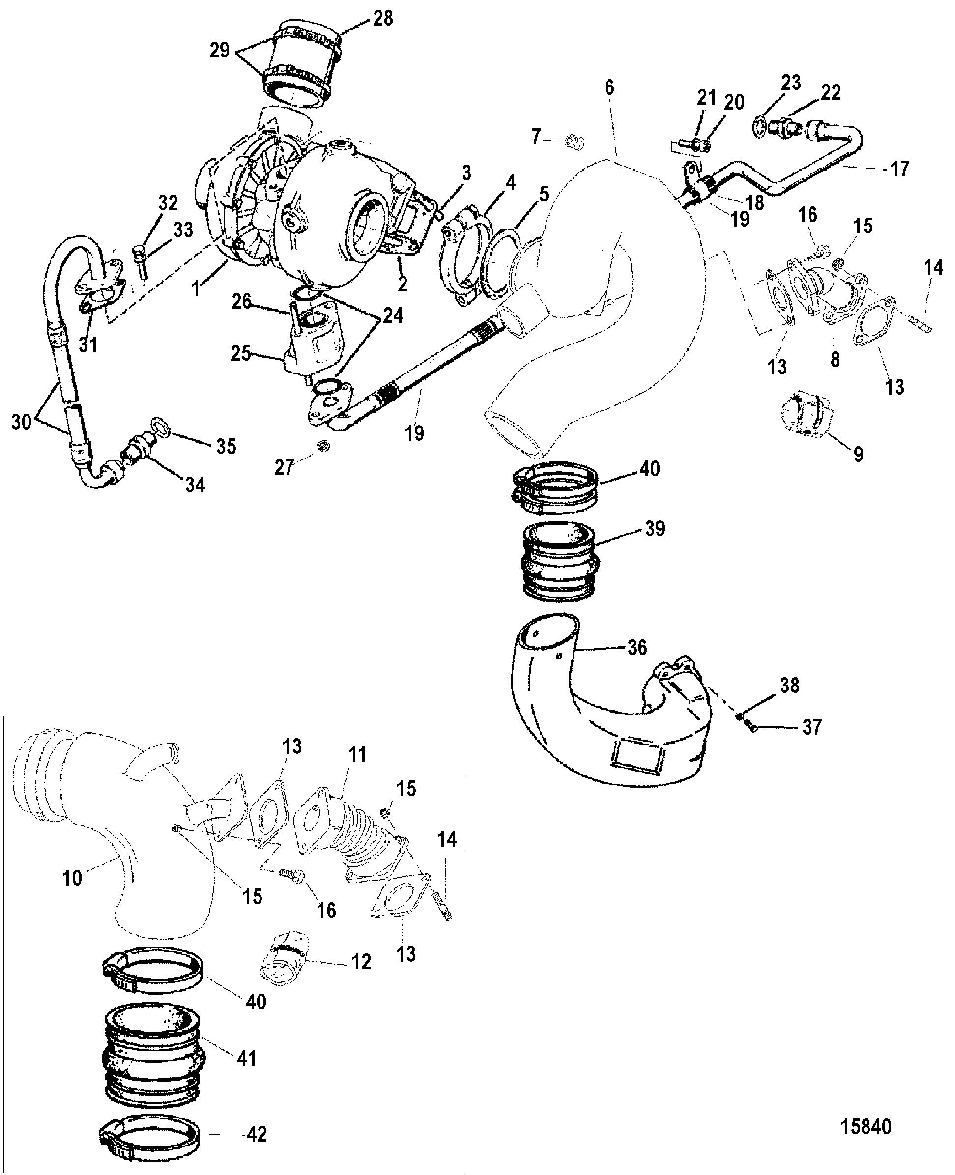 Turbocharger And Exhaust Elbow