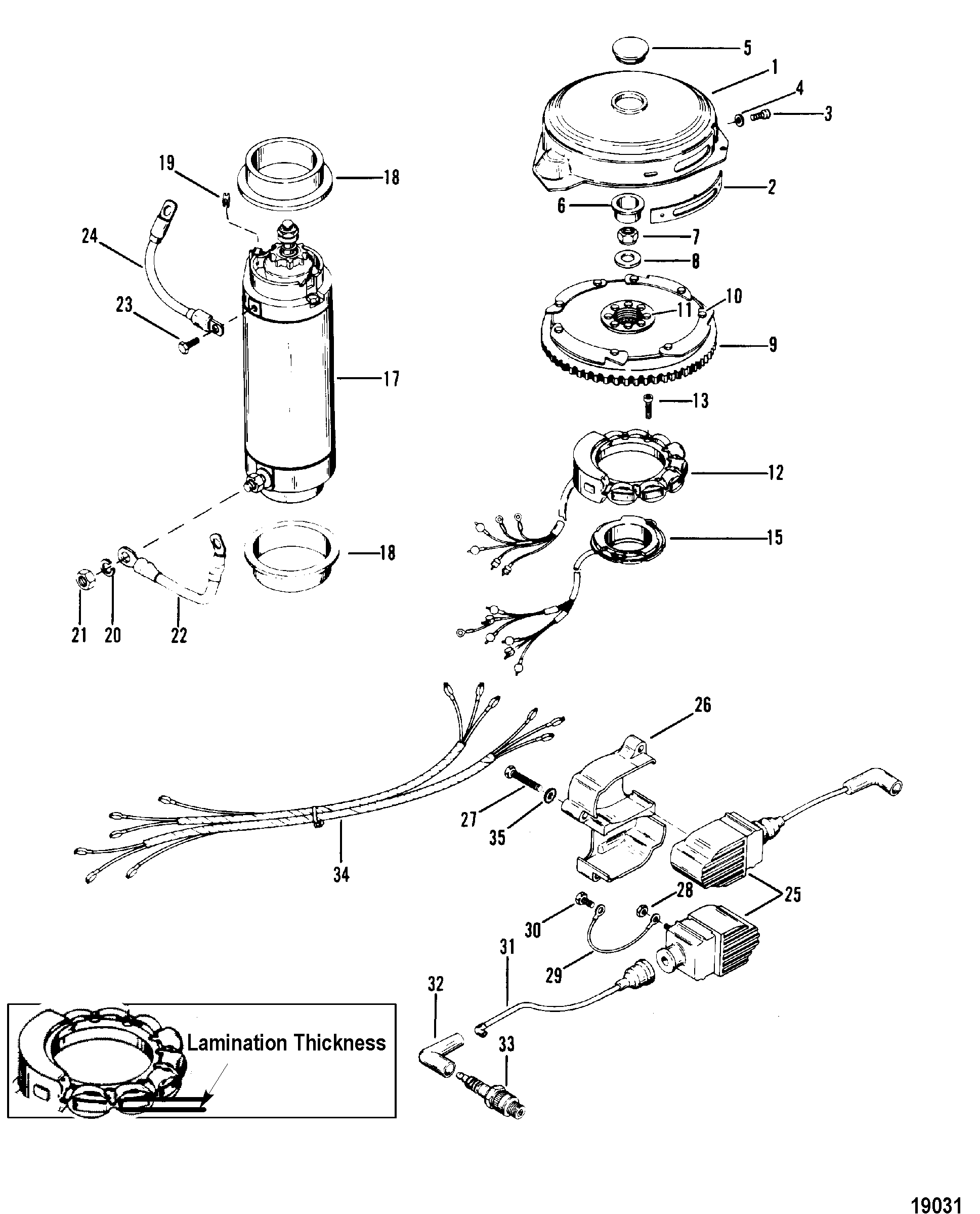 Flywheel, Starter Motor and Ignition Coils