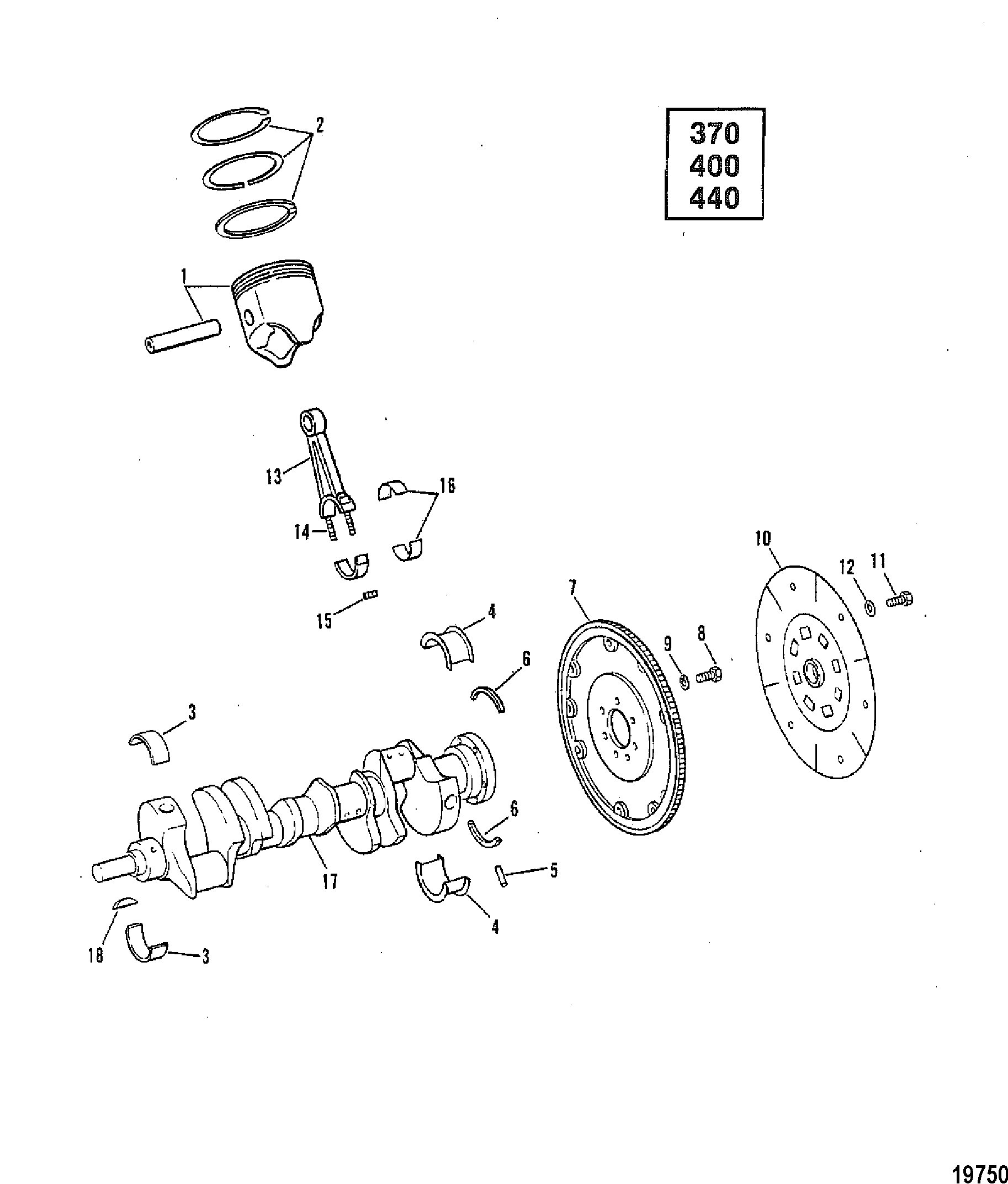 Crankshaft, Pistons and Connecting Rods(370/400/440)