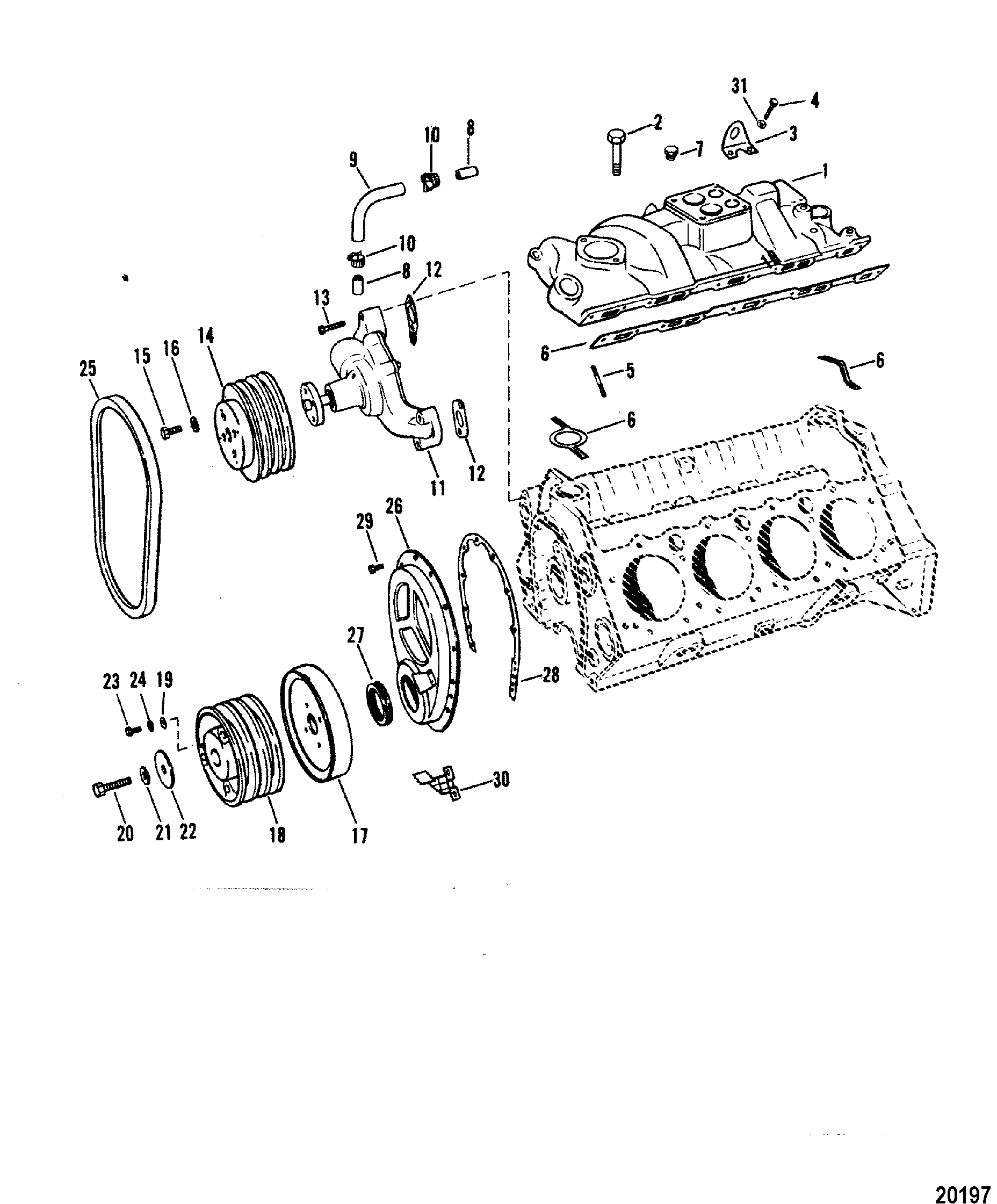 Intake Manifold and Front Cover(Cast Crankshaft Pulley)