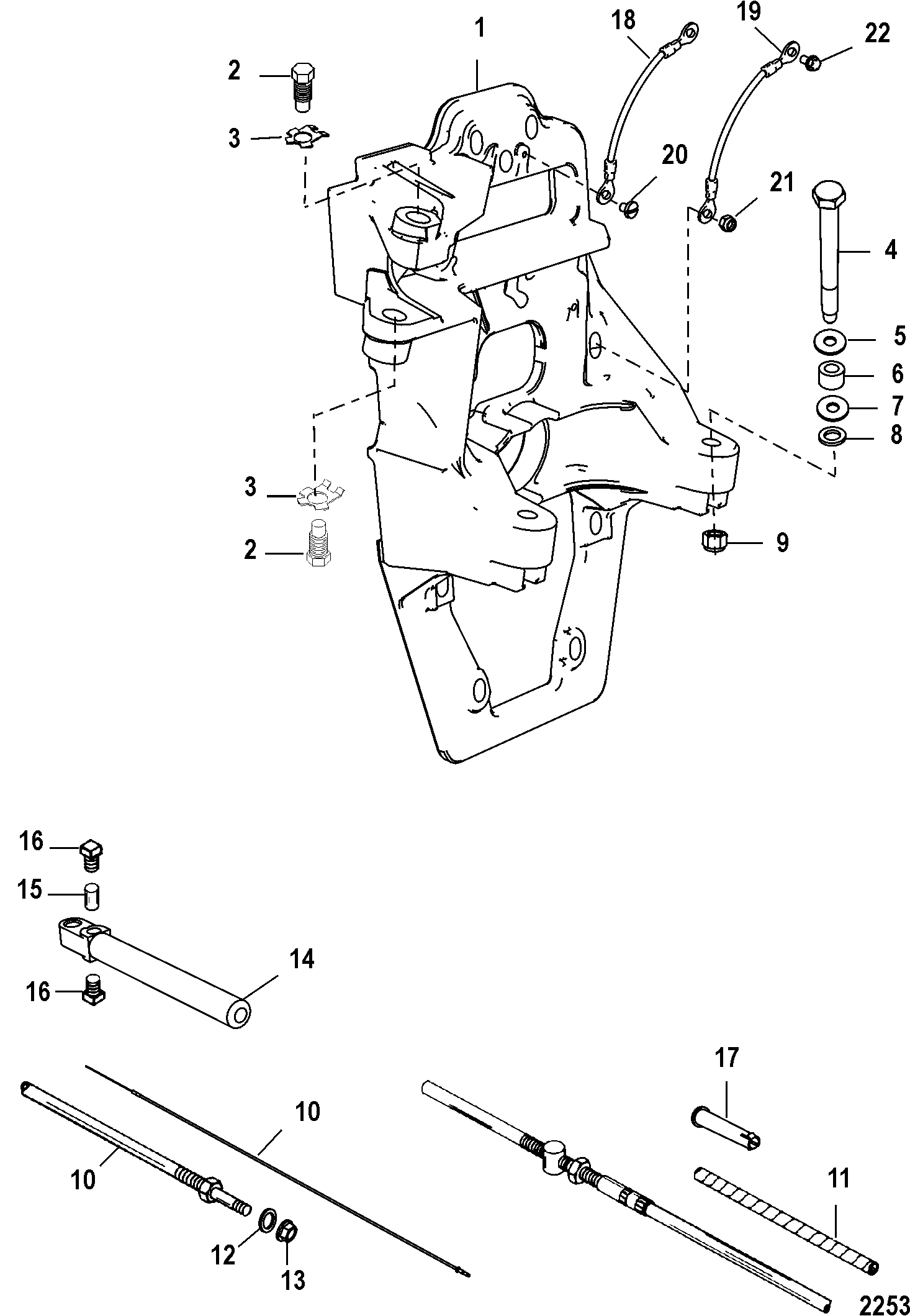 Transom Plate And Shift Cable