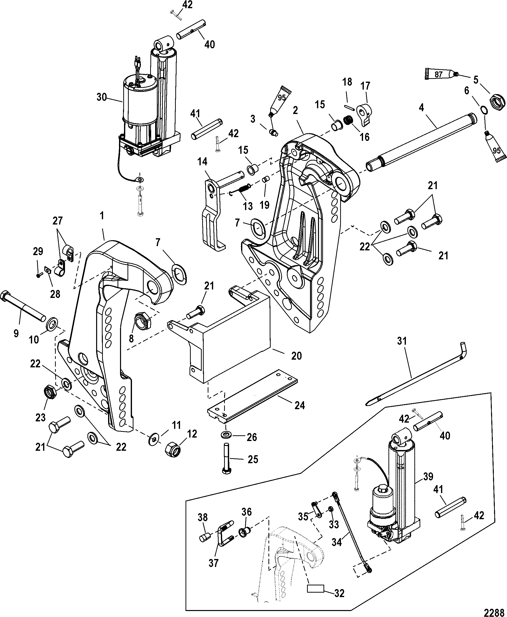 Transom Bracket(SN- USA 0T801000/ BEL 0P268000 and Up)