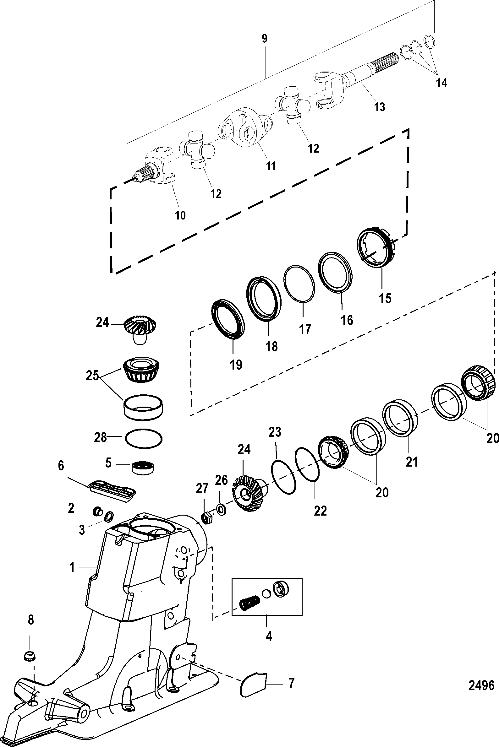 DRIVESHAFT HOUSING AND DRIVE GEARS