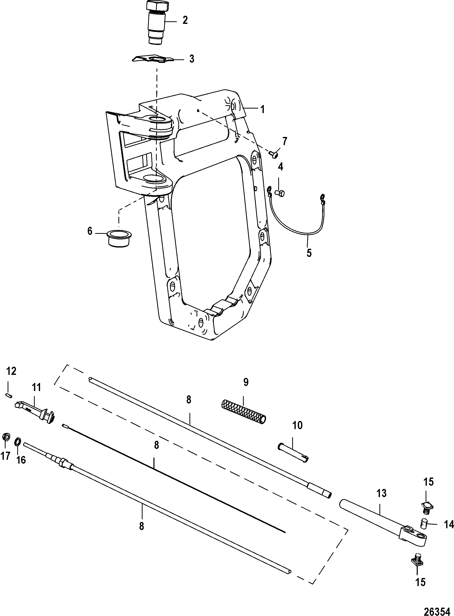 Transom Plate and Shift Cable