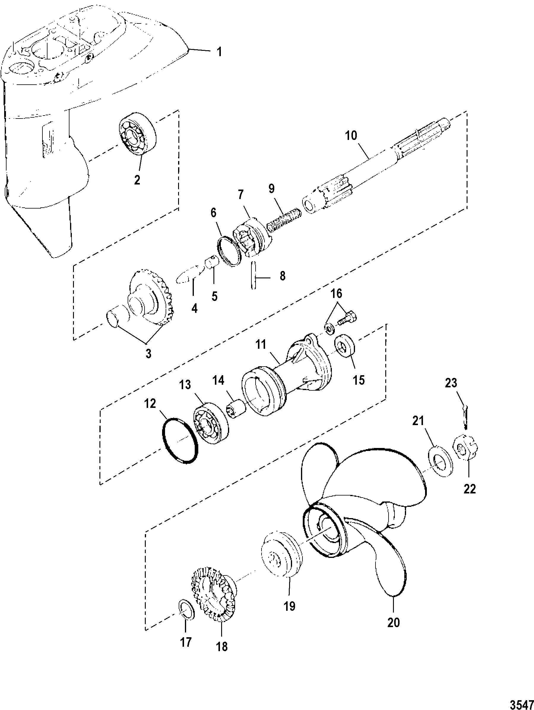 Gear Housing, Propeller Shaft