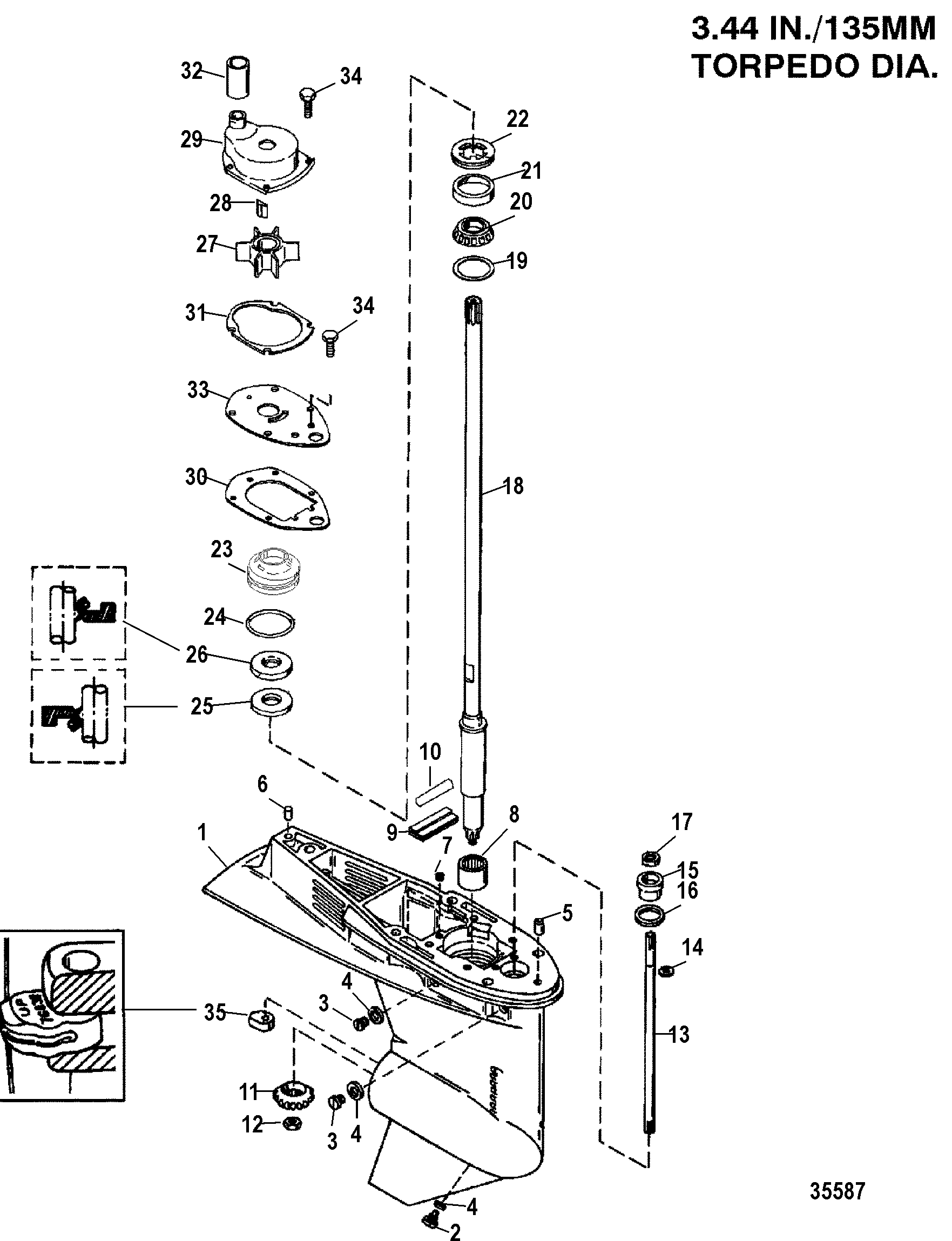 Gear Housing, Driveshaft - 1.64:1 Gear Ratio