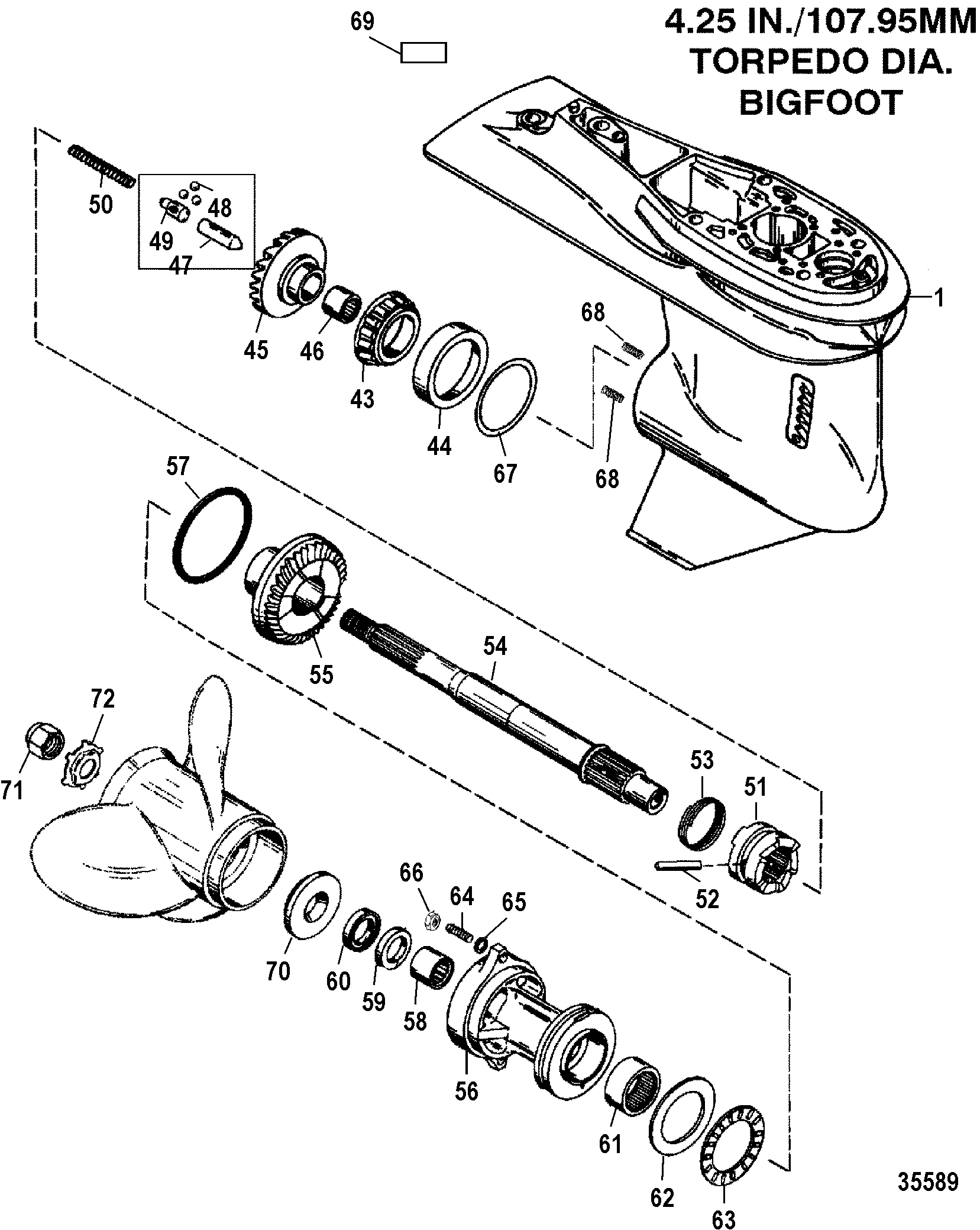 Gear Housing, Propeller Shaft - 2.31:1 Gear Ratio