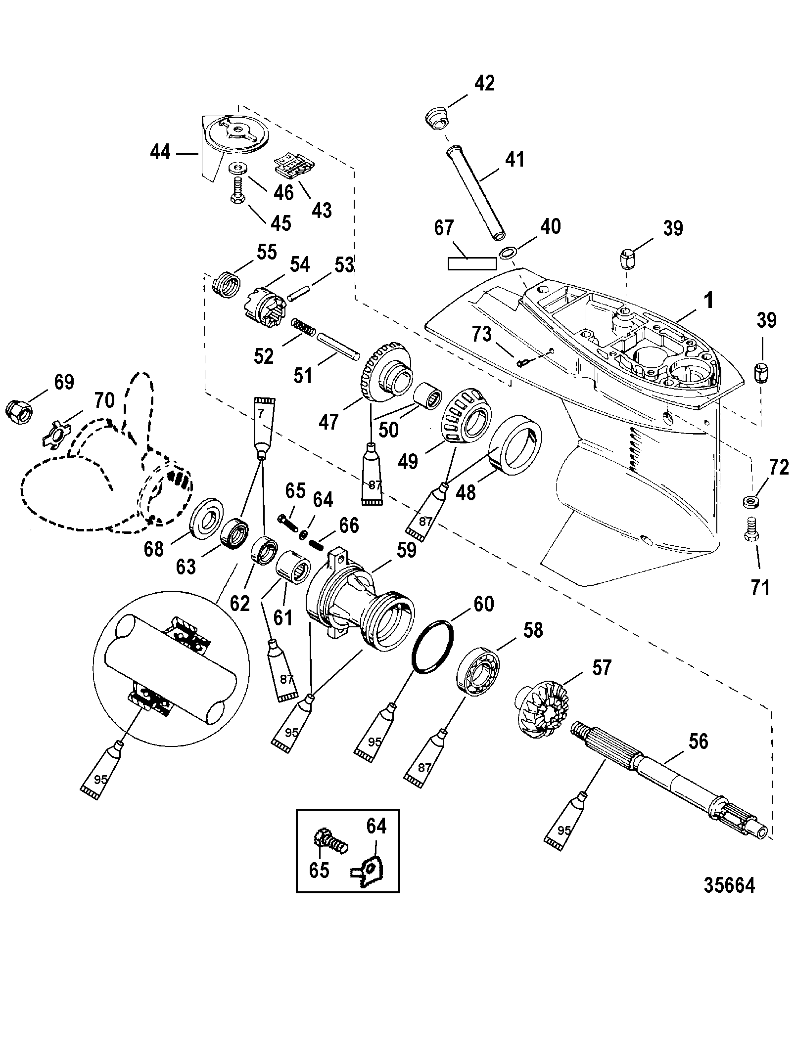 Gear Housing, Propeller Shaft - 2.41:1 Gear Ratio