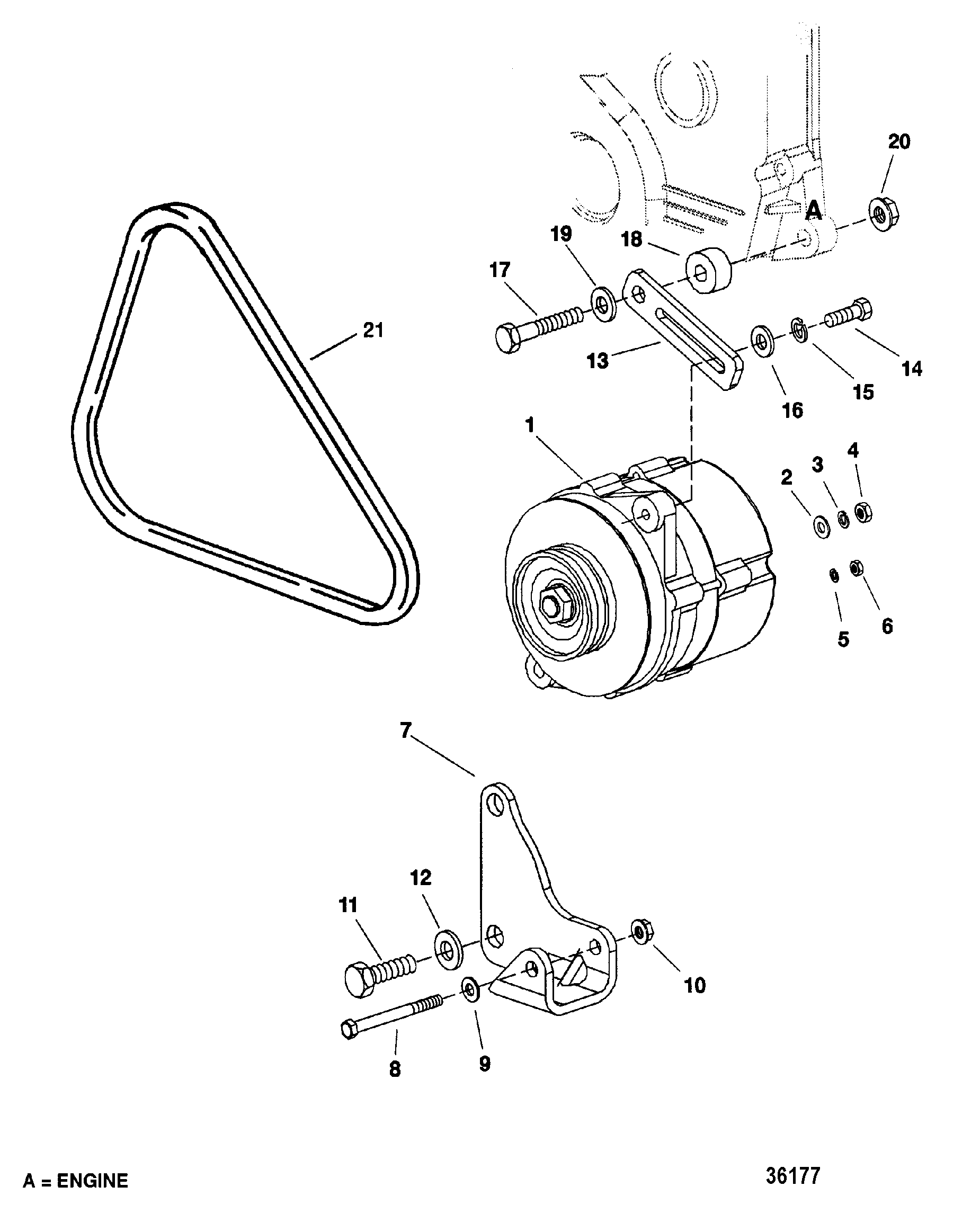 ALTERNATOR AND MOUNTING HARDWARE