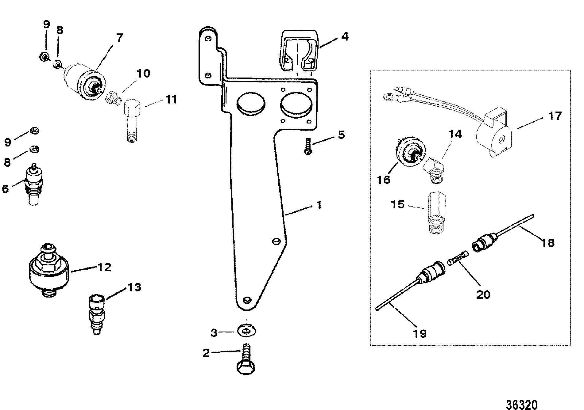 SENDERS AND HARNESS BRACKET