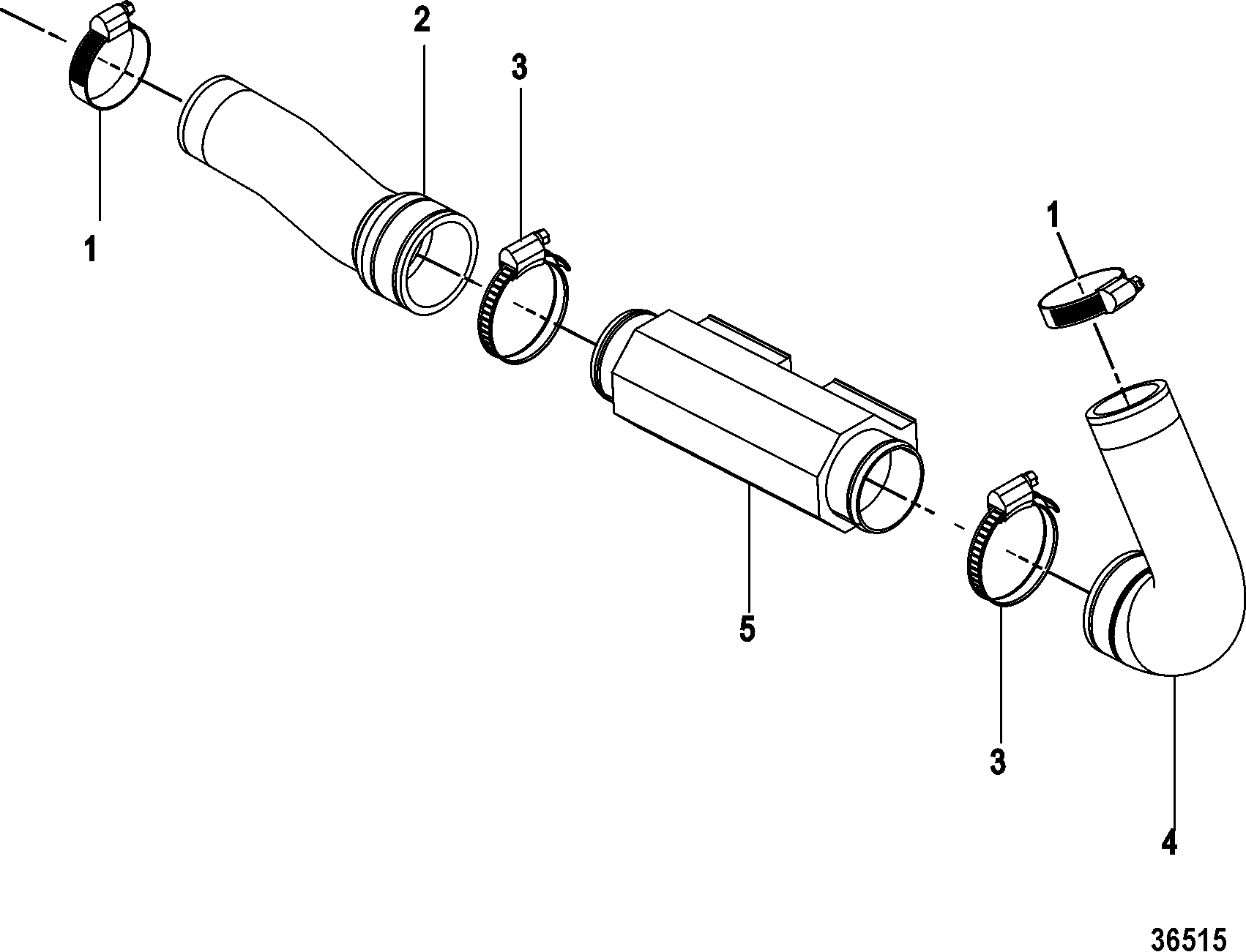 Cooling Hoses and Cooler, Inboard