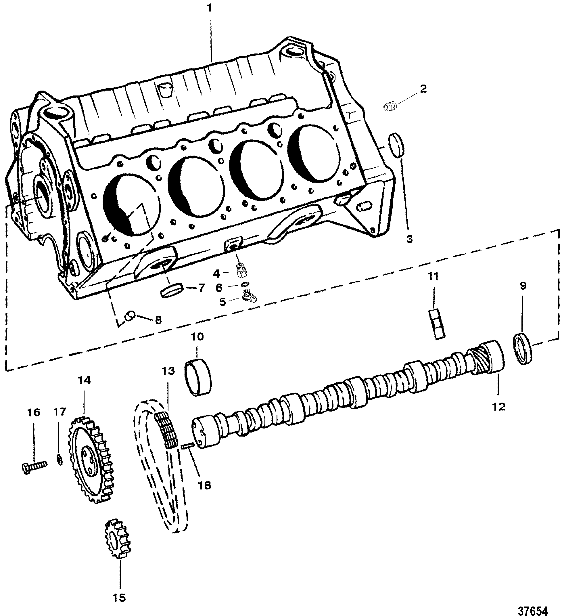 CYLINDER BLOCK AND CAMSHAFT(350 C.I.D. FLAT LIFTERS)