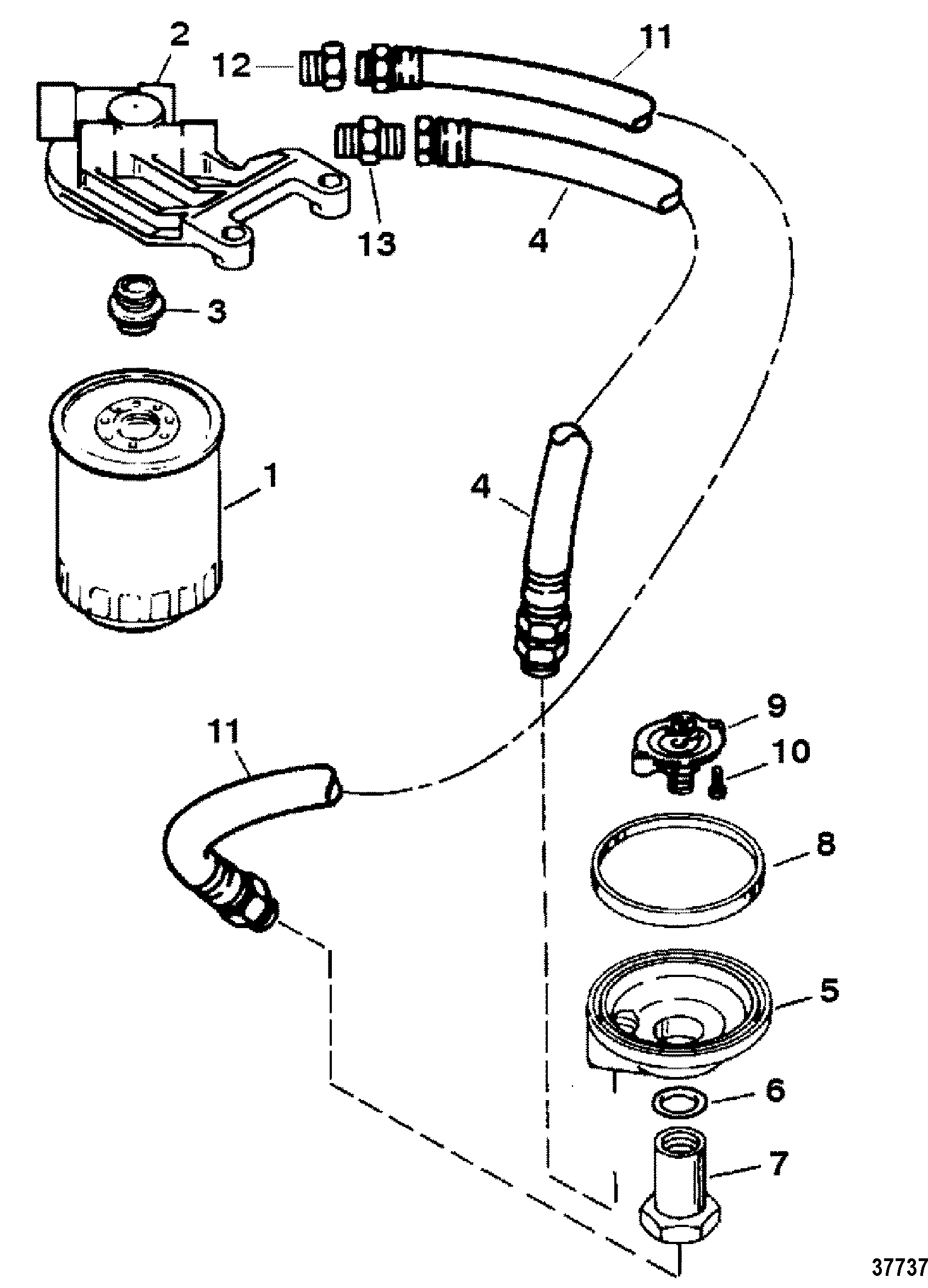 OIL FILTER AND ADAPTOR(S/N-0F114690 and UP)