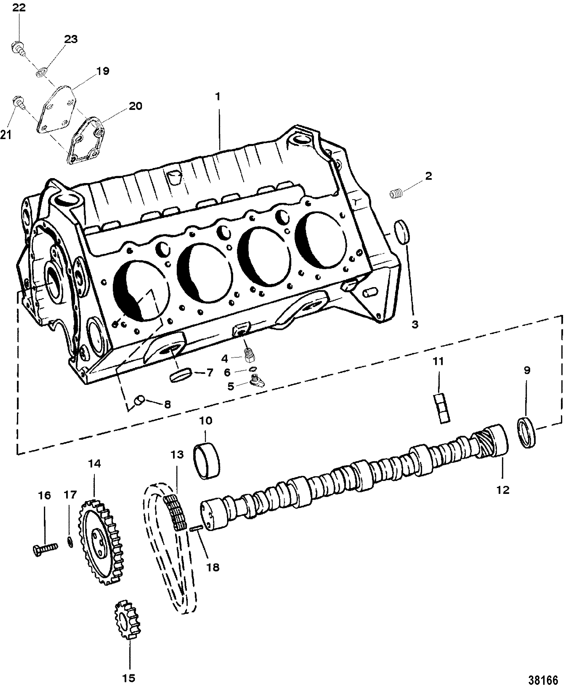CYLINDER BLOCK AND CAMSHAFT(FLAT LIFTERS)