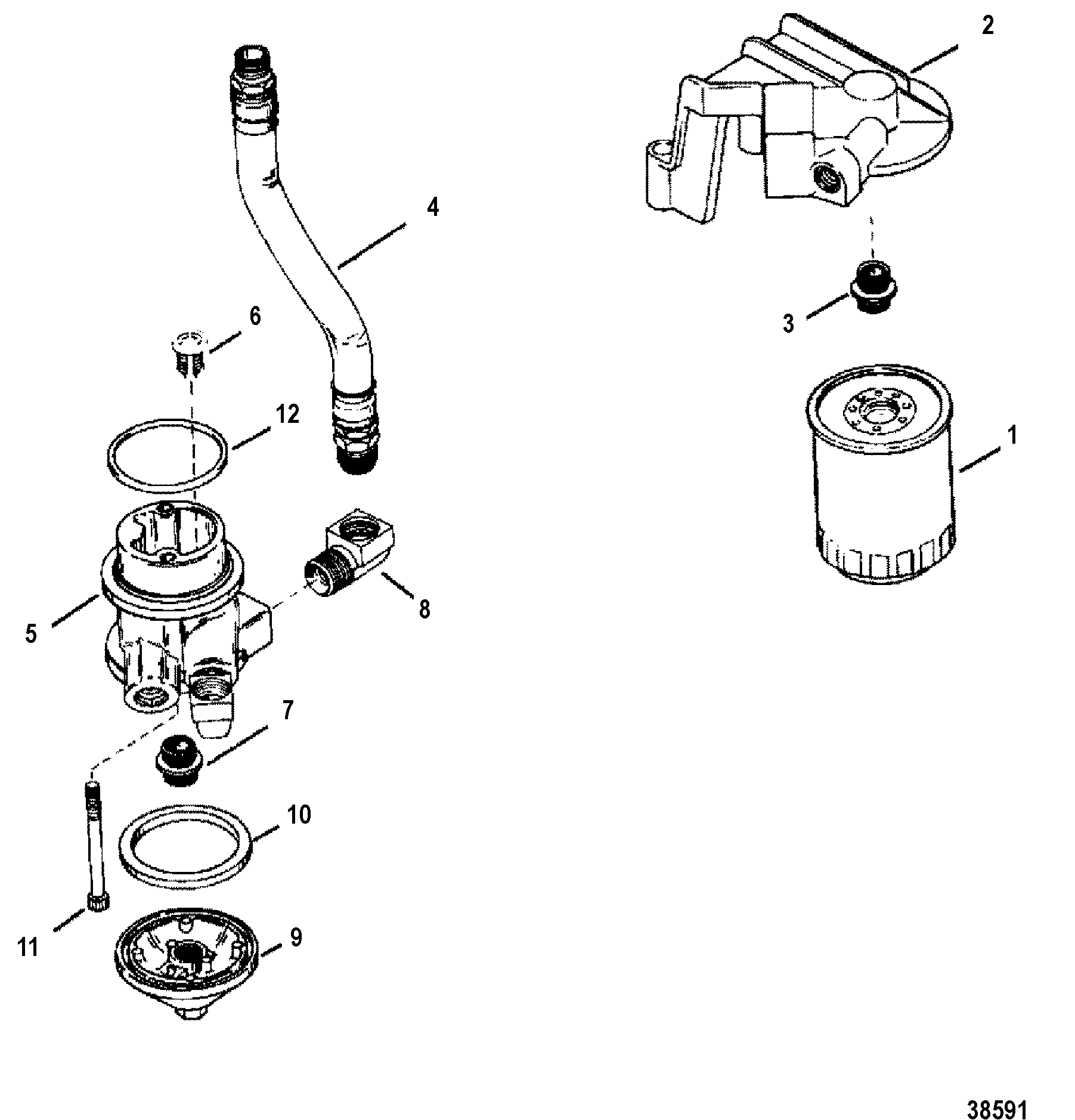 OIL FILTER AND ADAPTOR(S/N-0F114689 and BELOW)