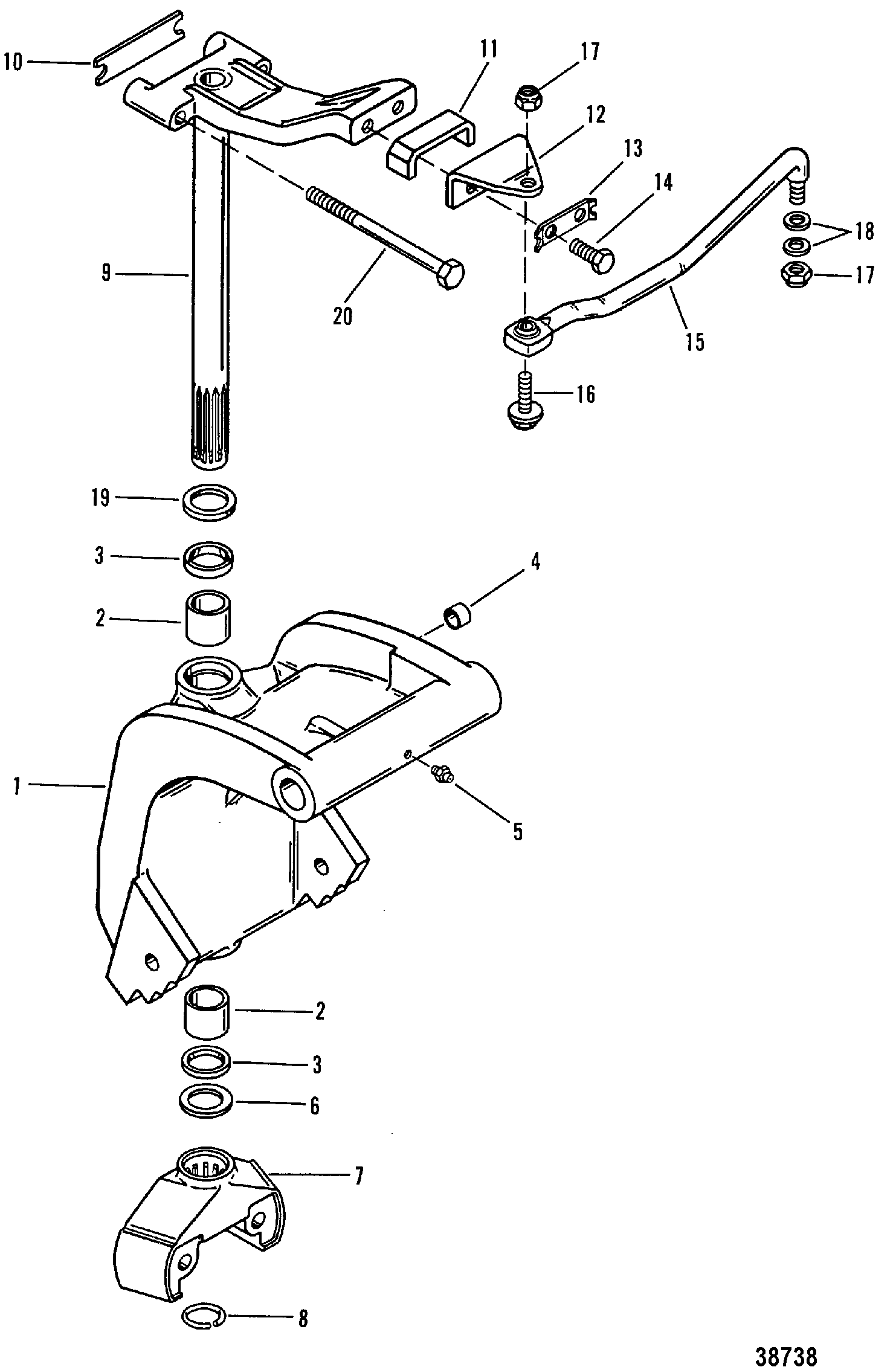 SWIVEL BRACKET(LONG SHAFT)(0C159200 AND UP)