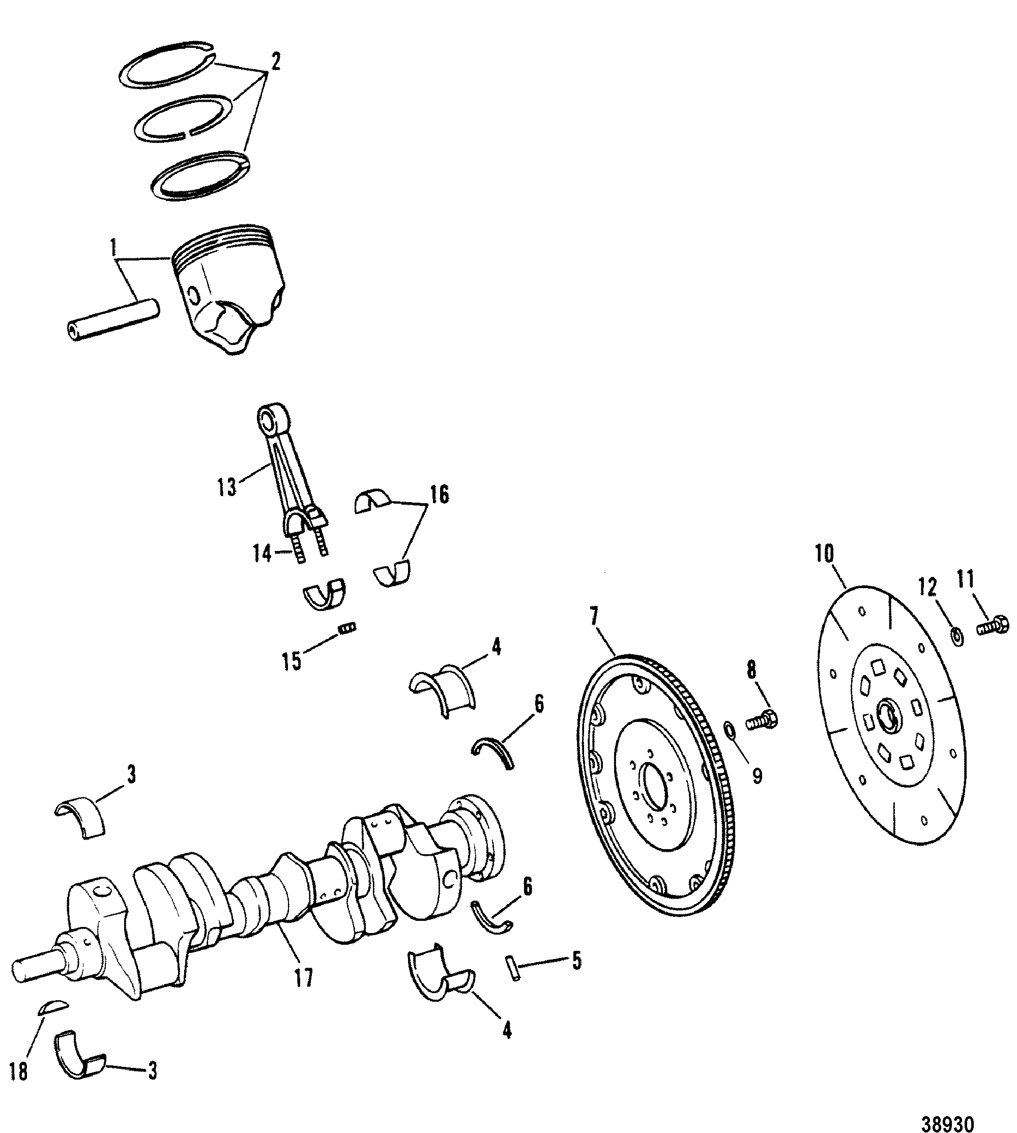 CRANKSHAFT, PISTONS & CONNECTING RODS (230)
