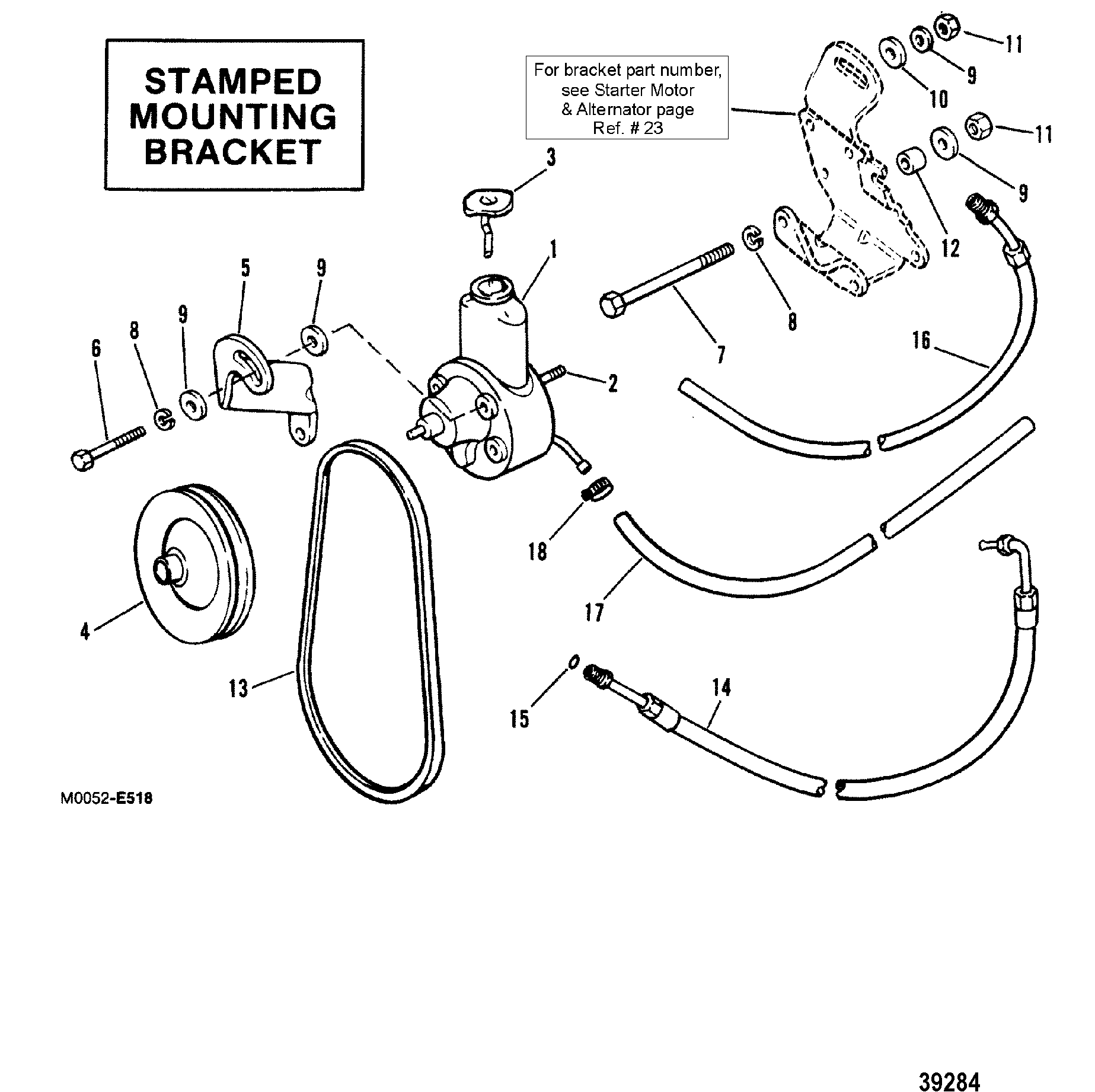 POWER STEERING COMPONENTS , STAMPED MOUNTING BRACKET