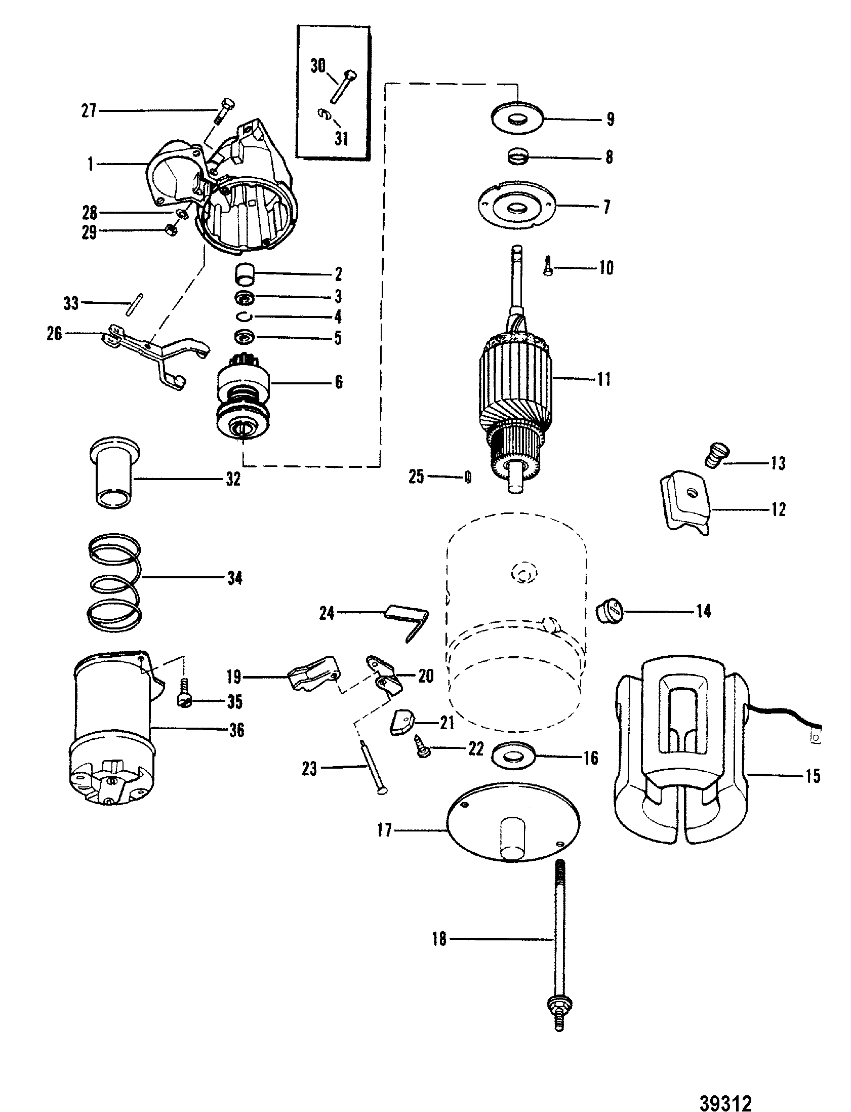 STARTER MOTOR(USE WITH 12-3/4 FLYWHEEL)