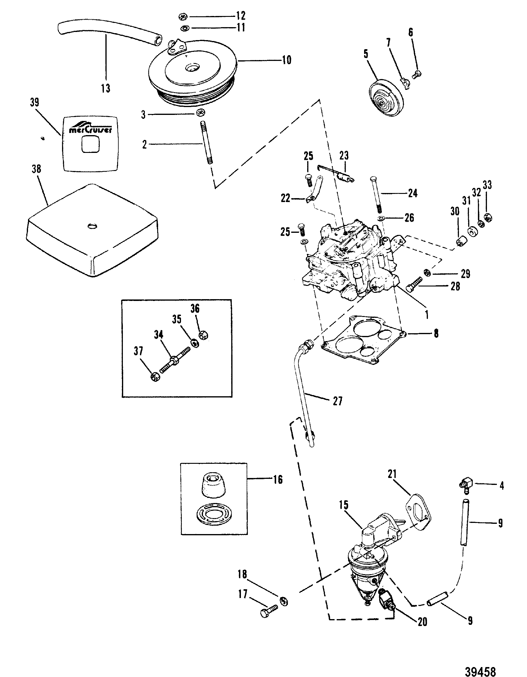 CARBURETOR AND FUEL PUMP(180-190-3.7L/LX)