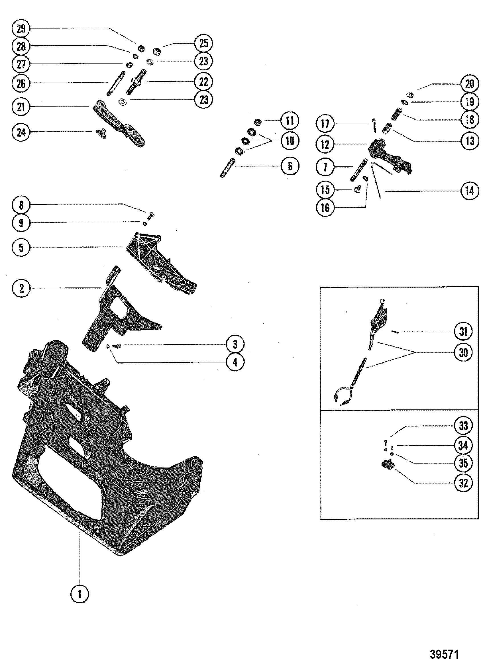 TRANSOM PLATE AND SHIFT LEVER(IN-LINE ENGINES)