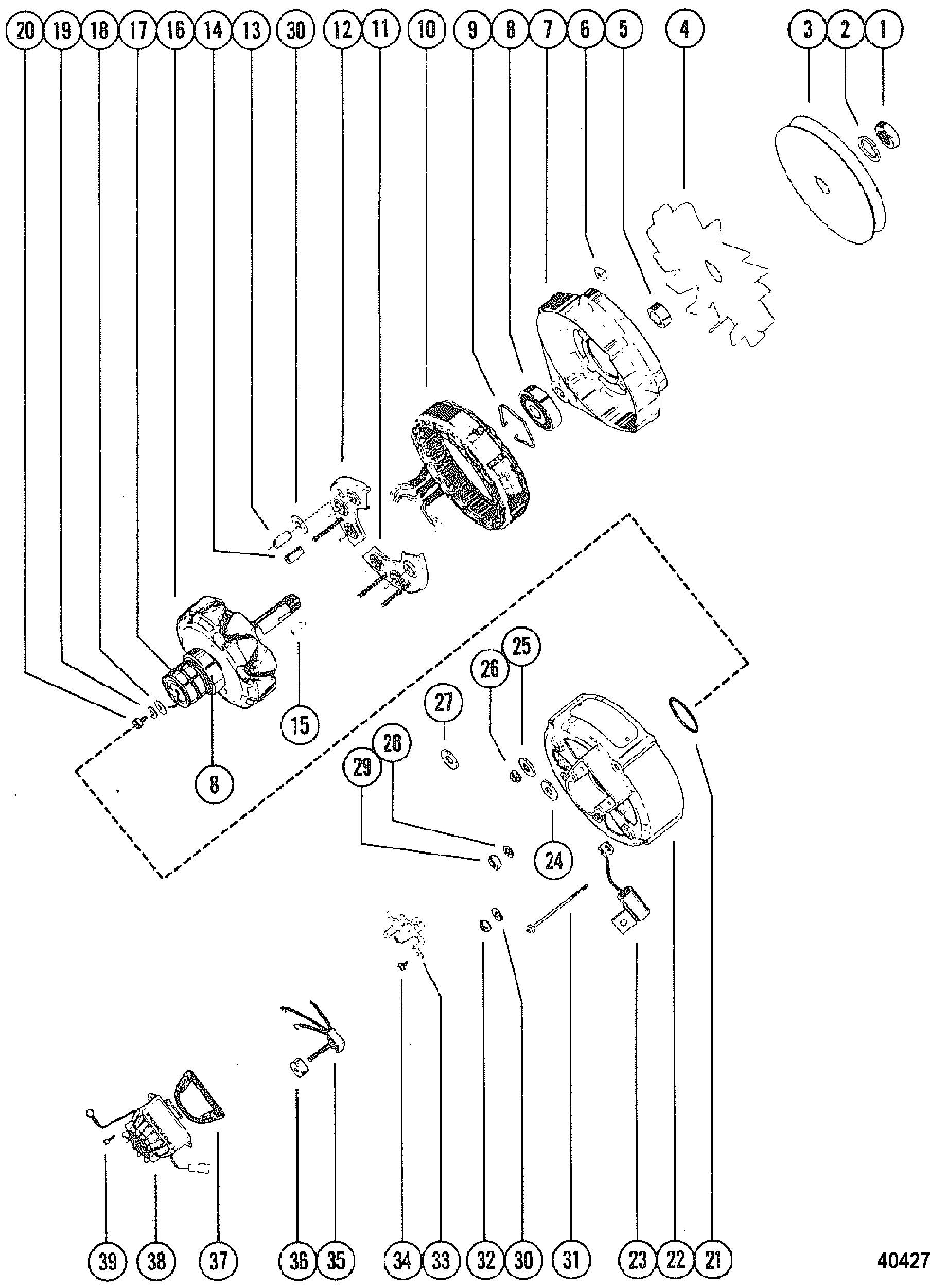 ALTERNATOR ASSEMBLY, COMPLETE (MOTOROLA)