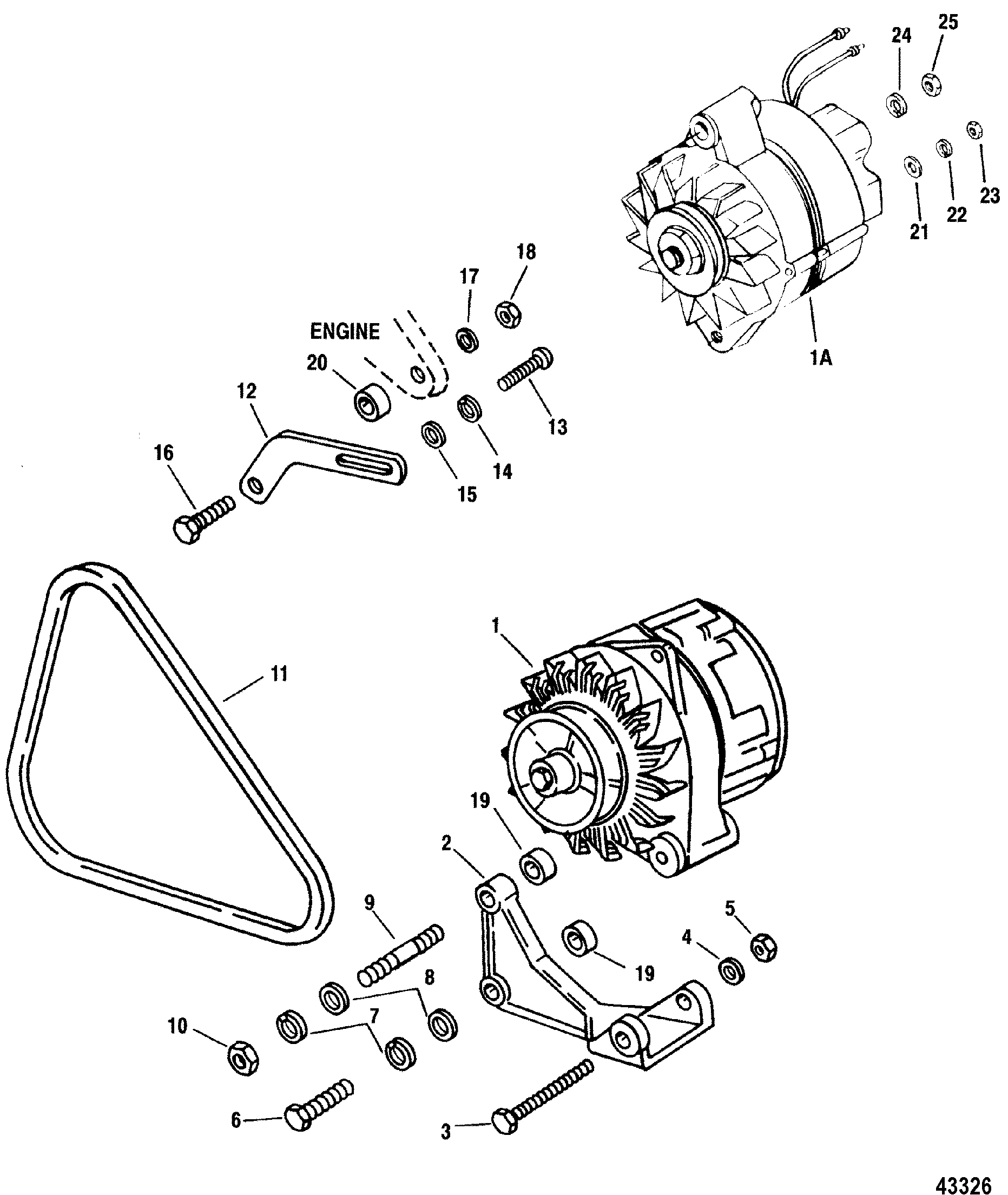 Alternator & Mounting Hardware(S/N-0F319301 and Below)