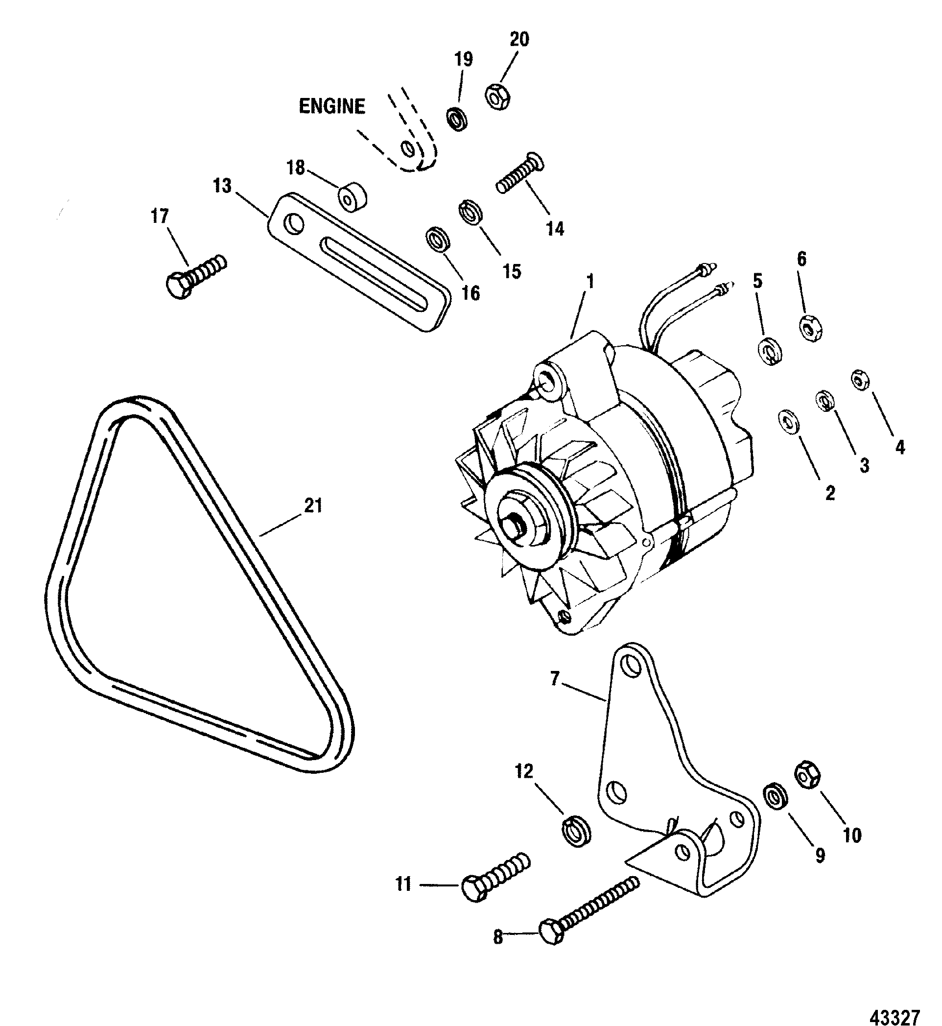 Alternator & Mounting Hardware(S/N-0F319302 and Up)