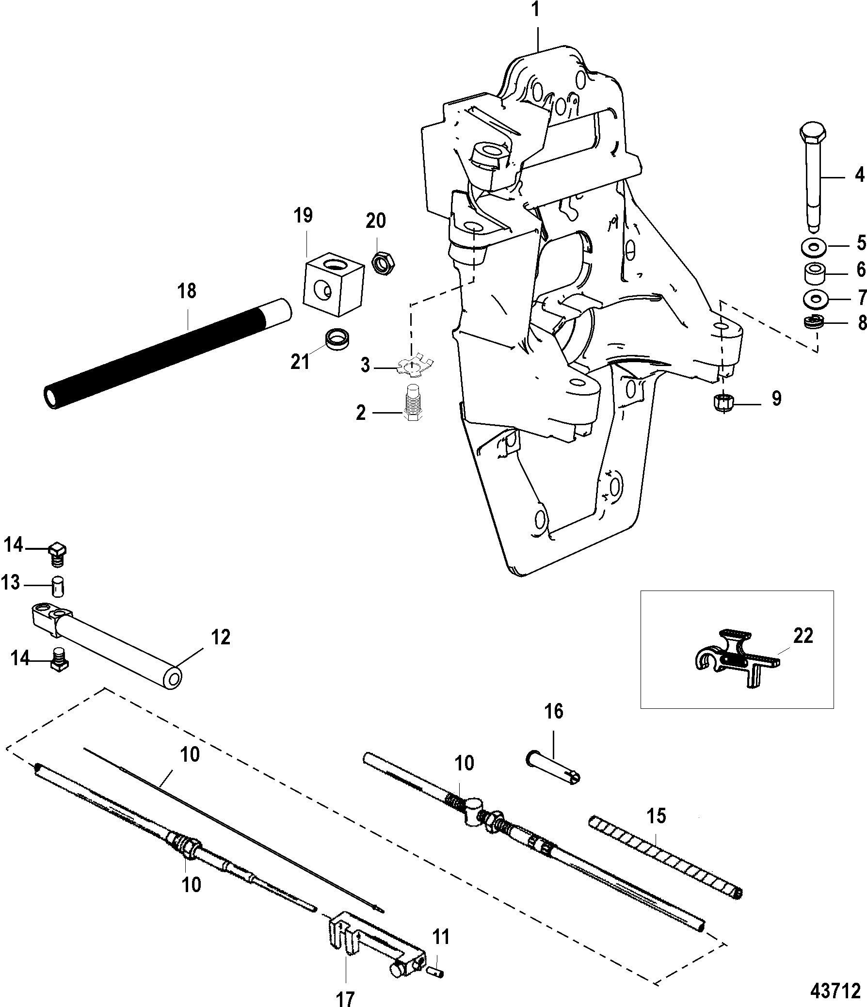 TRANSOM PLATE AND SHIFT CABLE