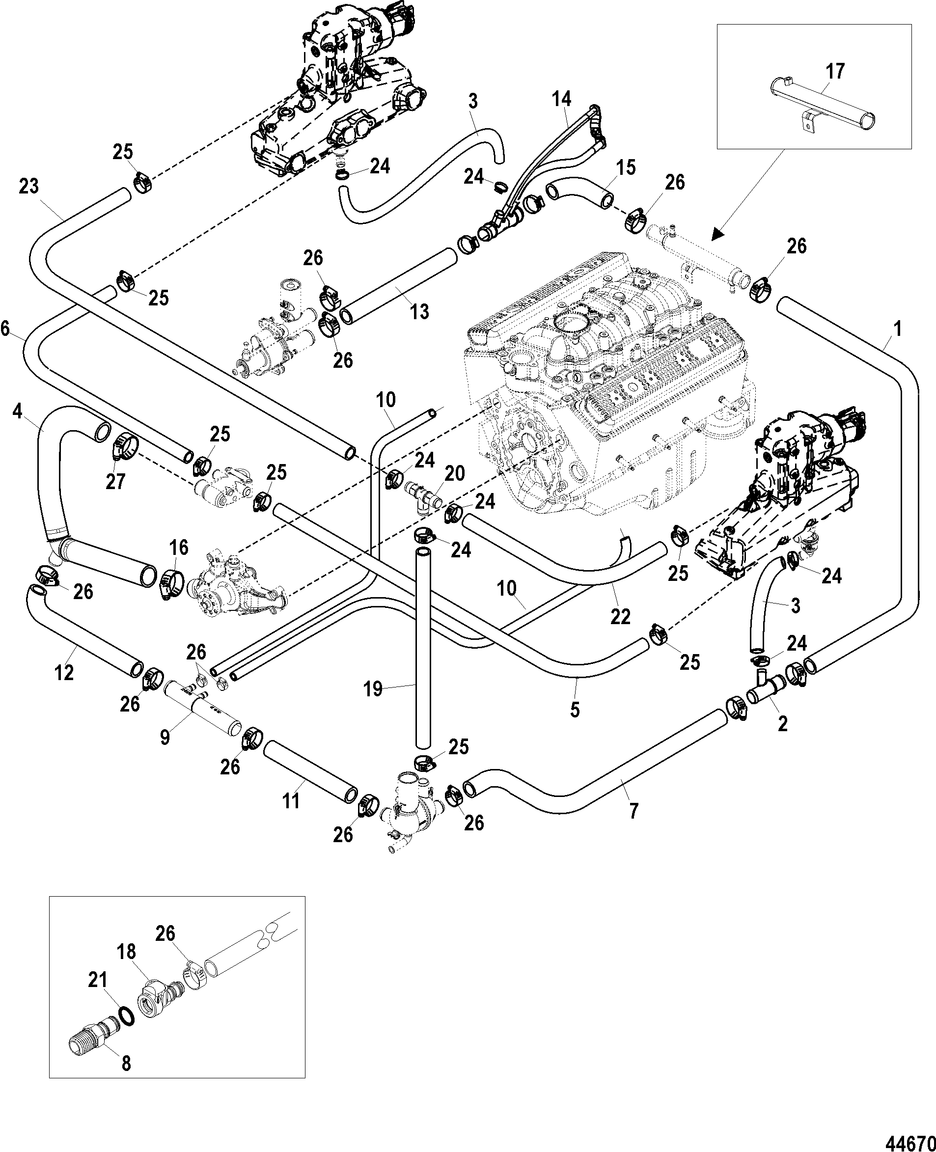 Standard Cooling System -BRAVO, Single and 3 Point Drain