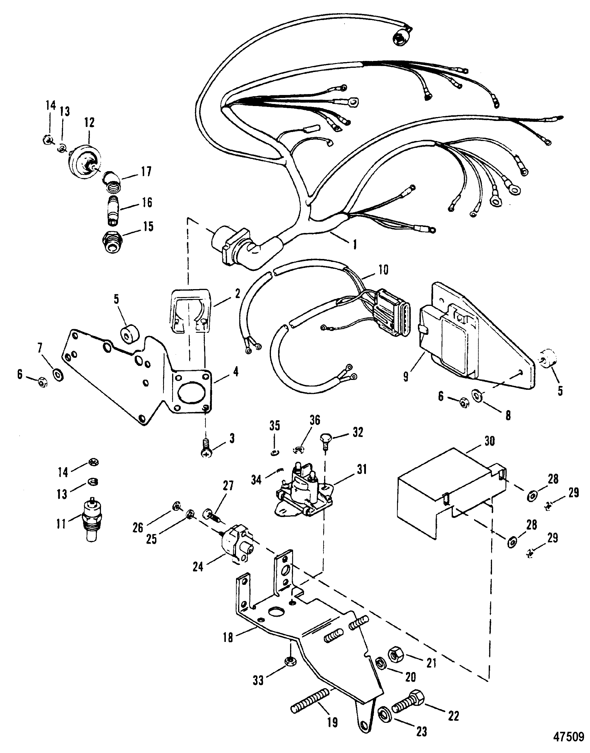 WIRING HARNESS AND ELECTRICAL COMPONENTS(EXHAUST BELOW)