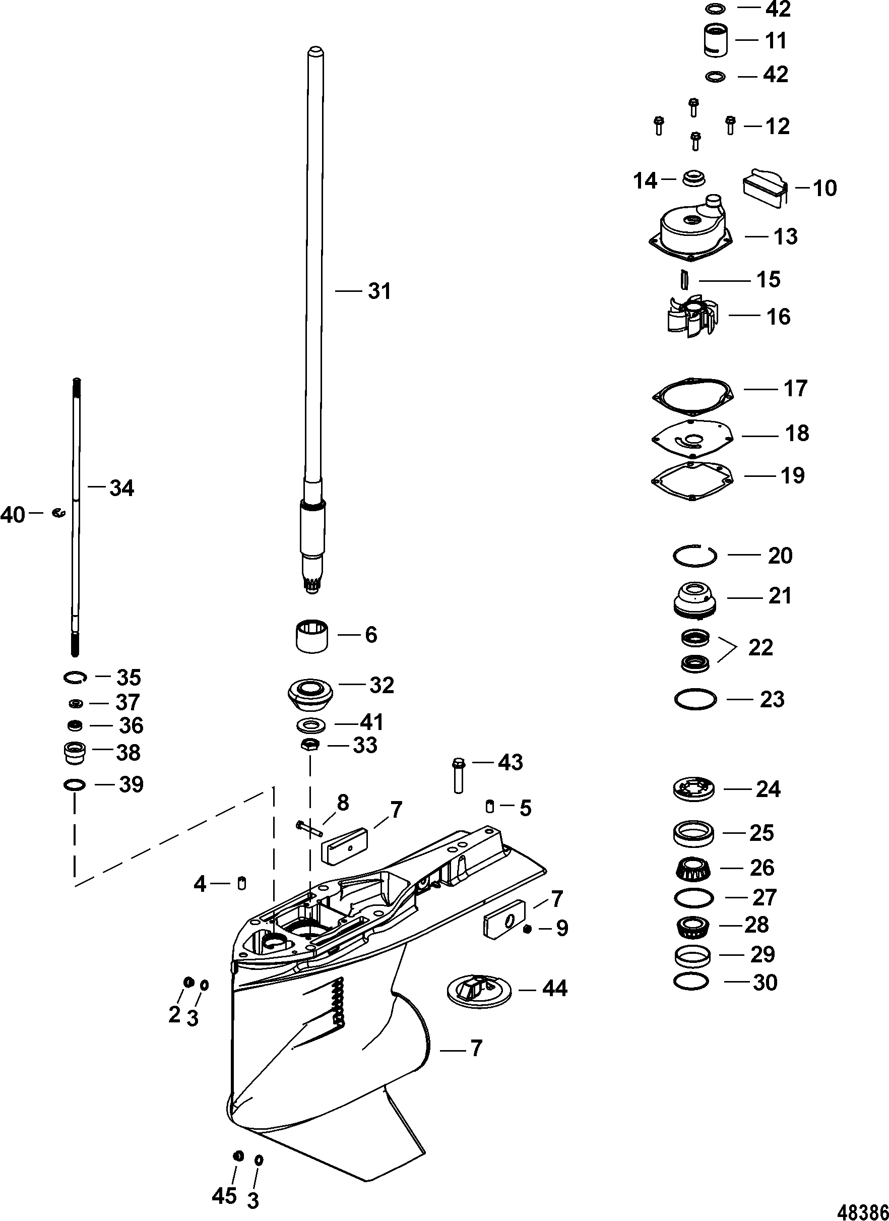 Gear Housing, Driveshaft, Standard/Counter Rotation