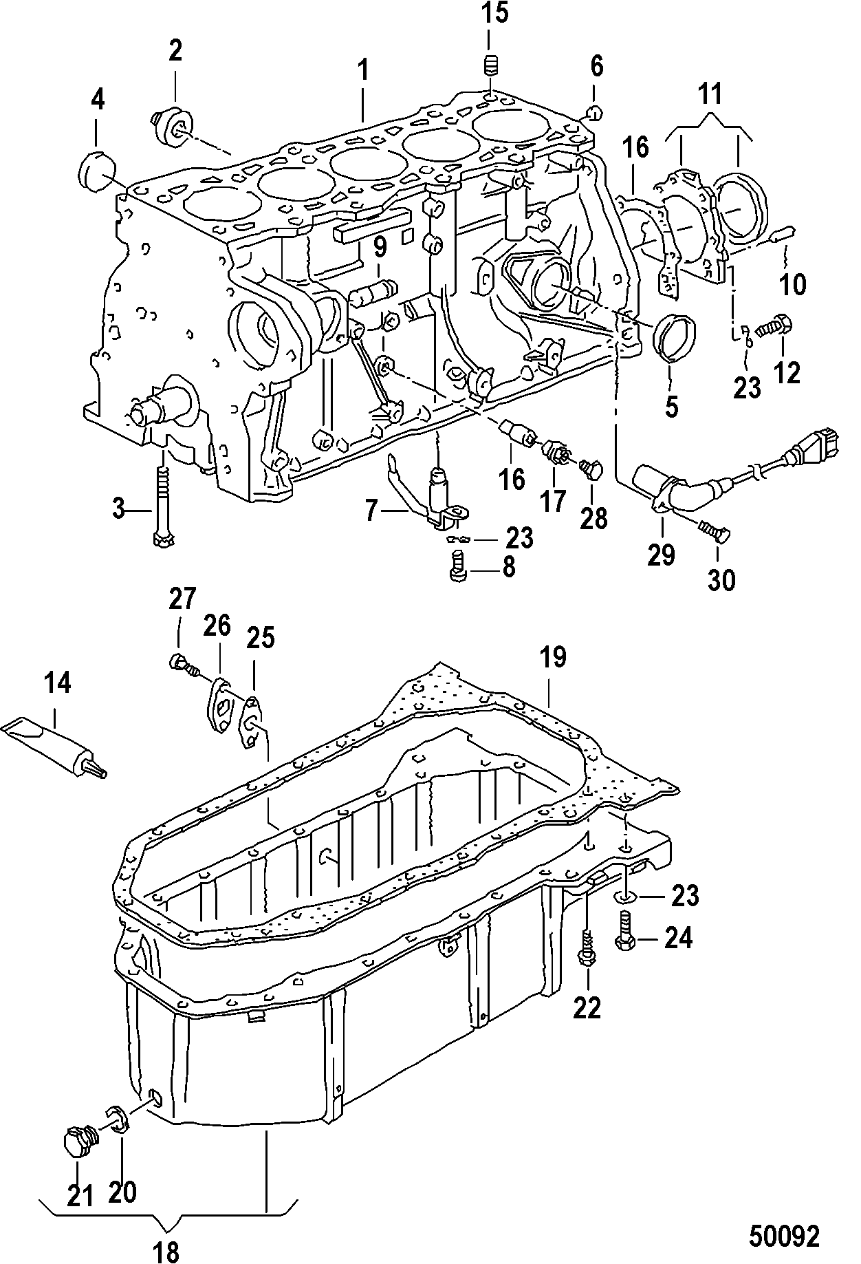 CYLINDER BLOCK, w/ Oil Sump