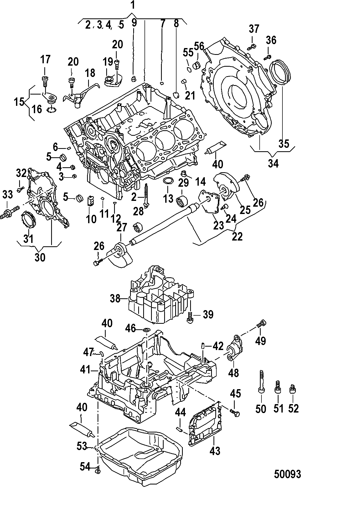 CYLINDER BLOCK, w/ Balance Shaft and Oil Sump