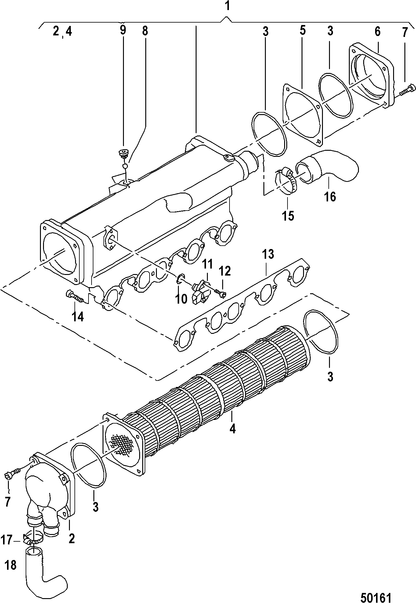 CHARGE AIR COOLER, 140-165 HP