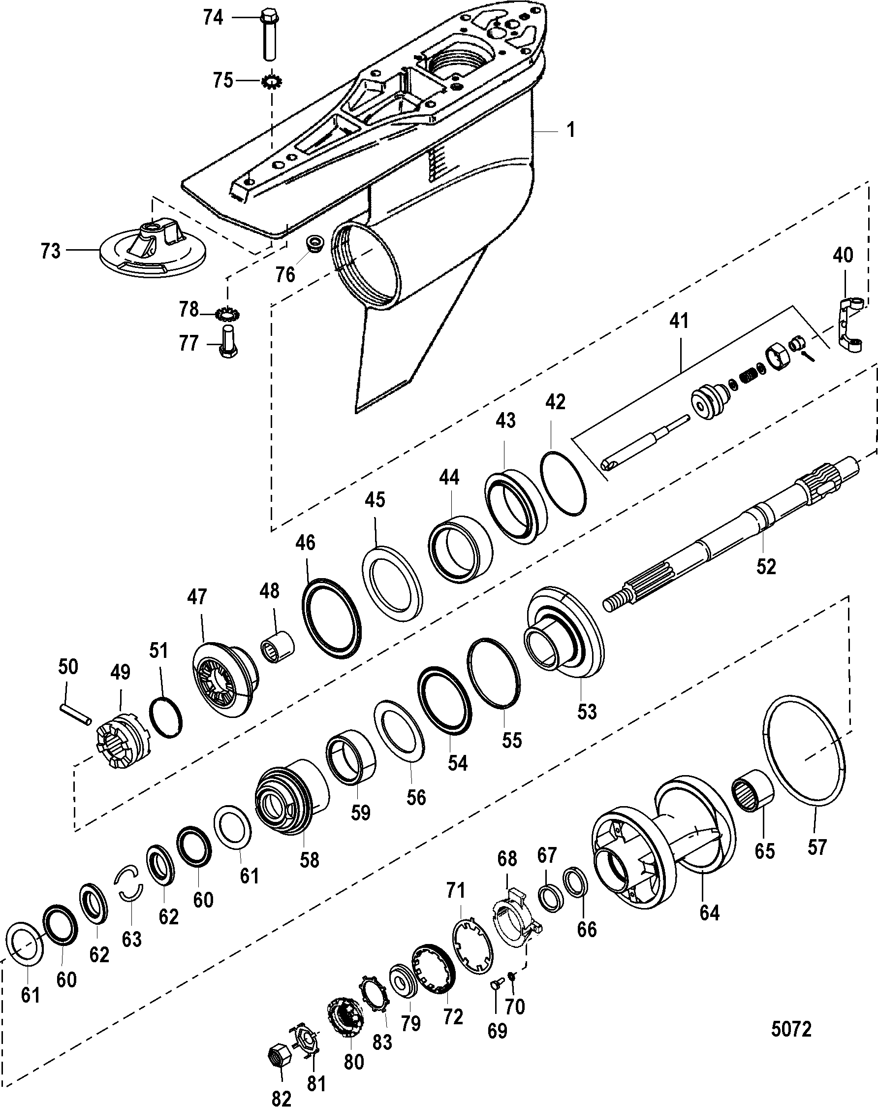 GEAR HOUSING(PROP SHAFT)(COUNTER ROTATION)