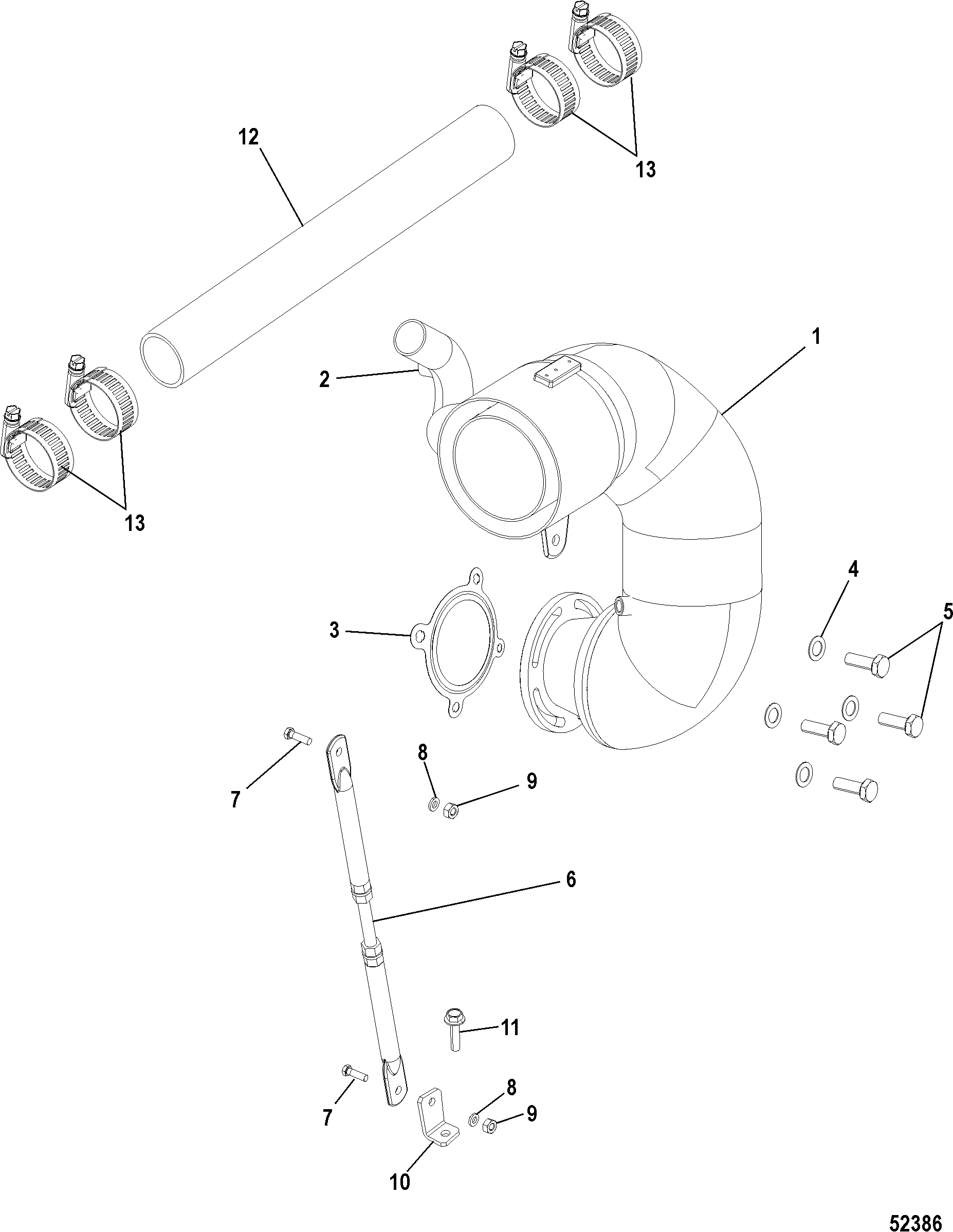 Riser, Exhaust, QSB 6.7