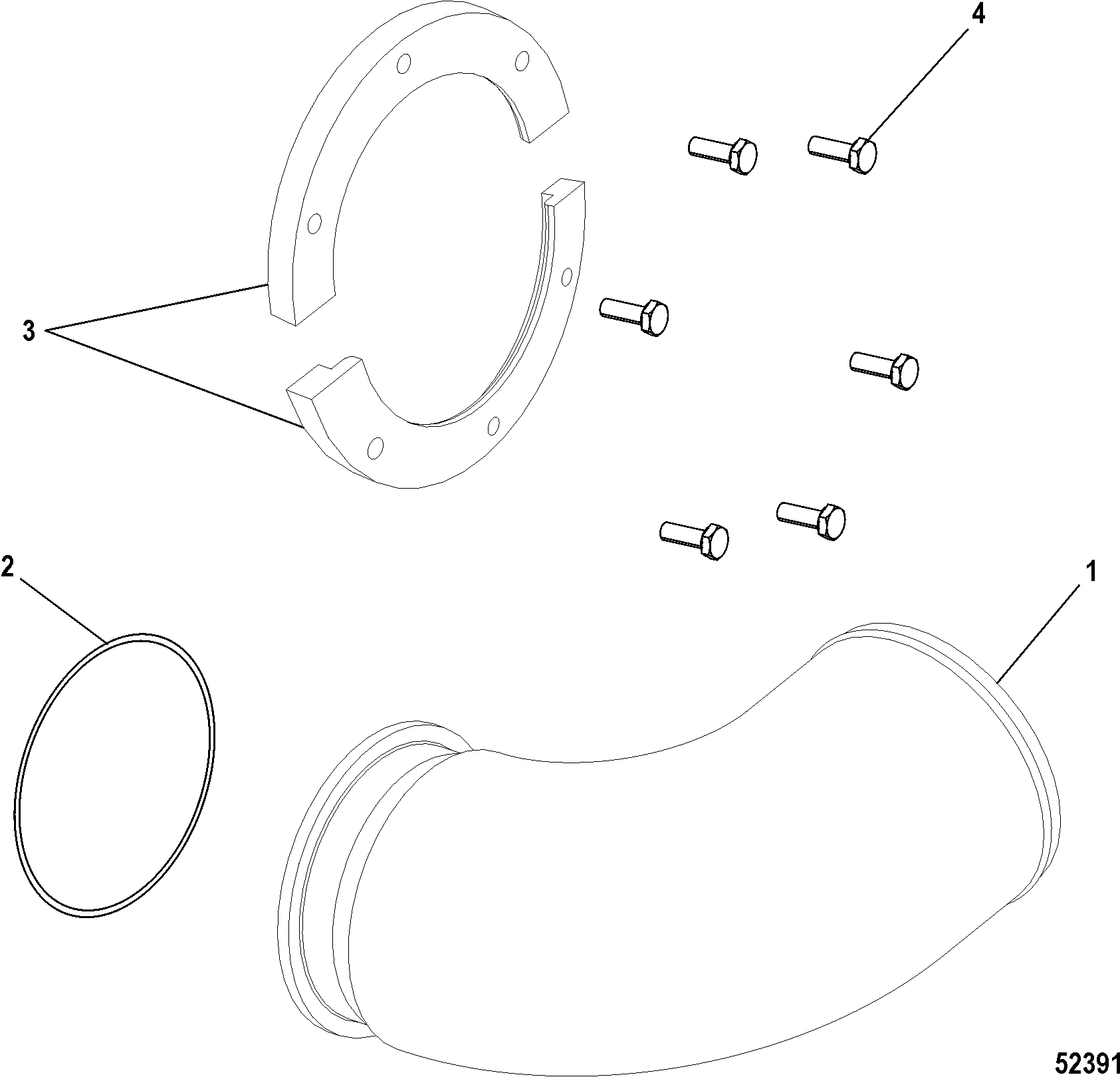 Elbow, POD Exhaust, Without Scavenging Hose Bib