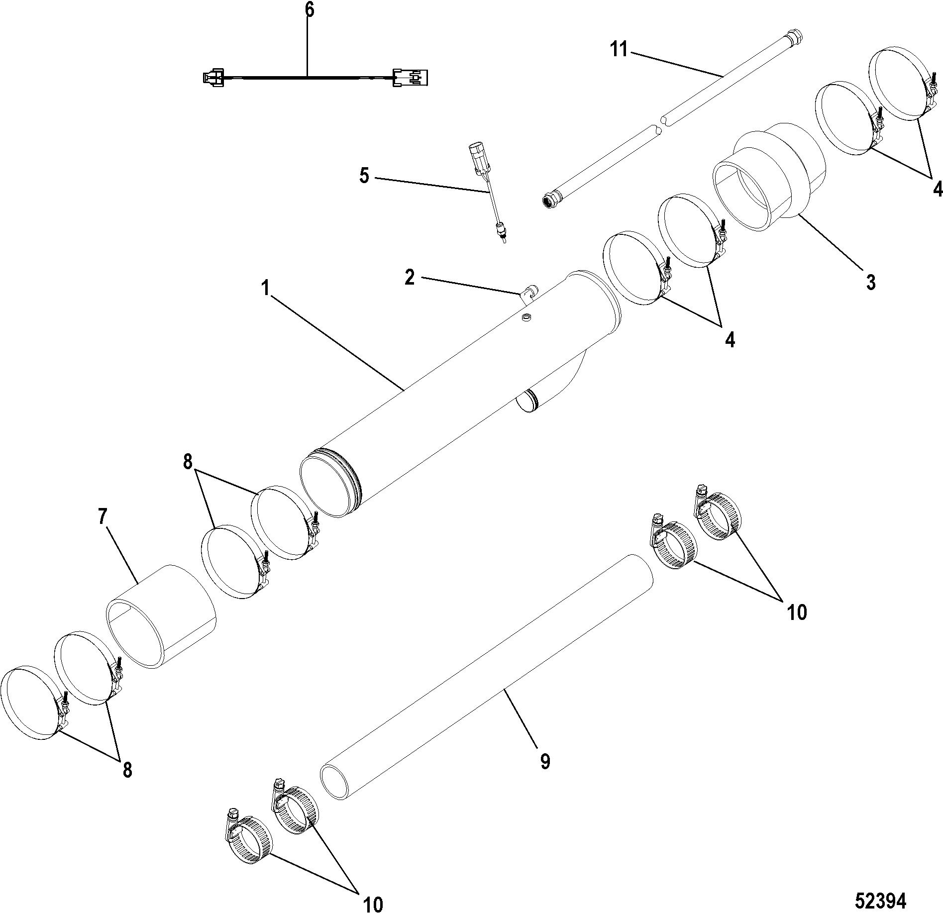Exhaust Tube, QSB 6.7, Design-I, 0-Degree Offset Bib