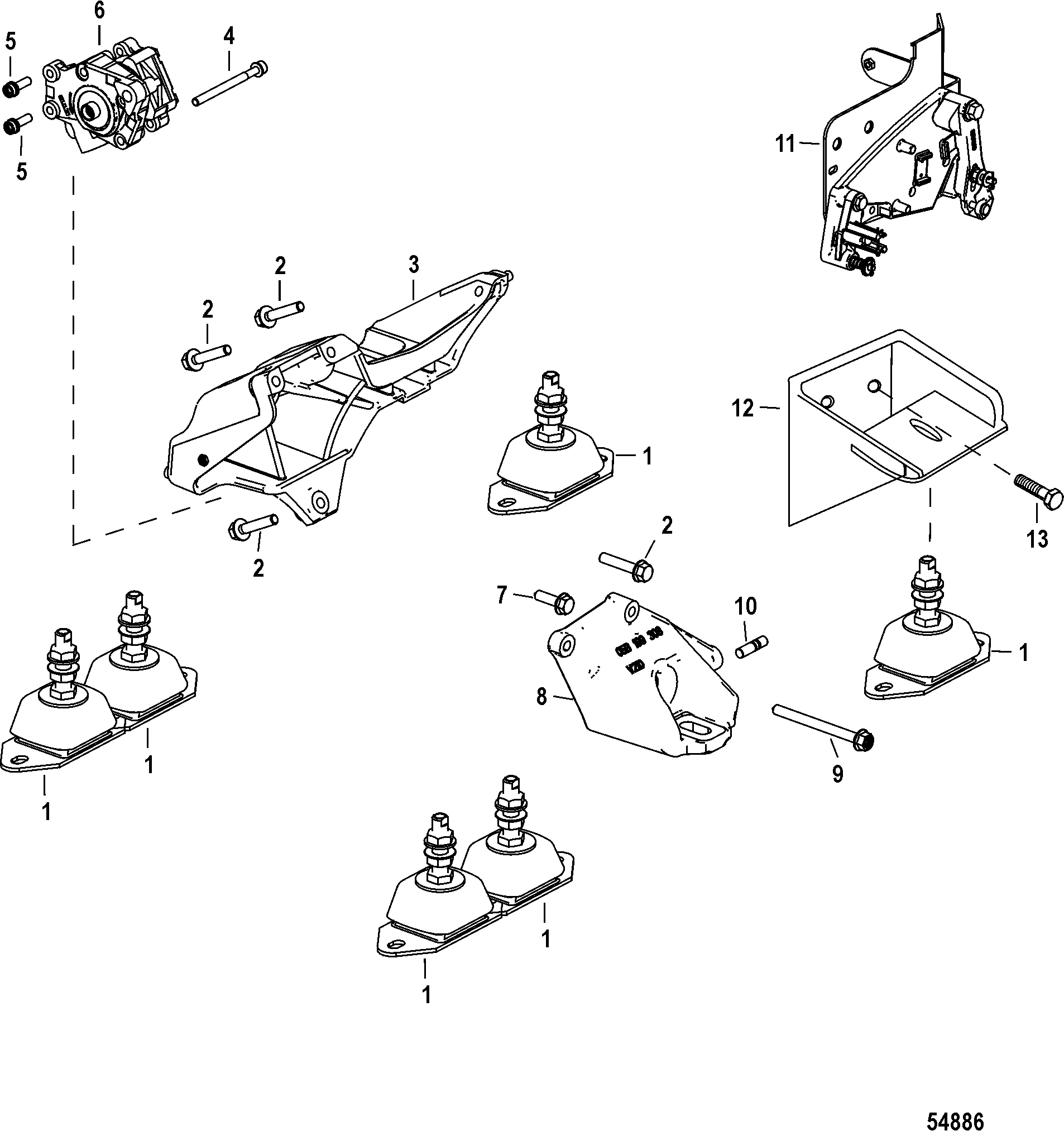MOUNTS, OIL PUMP, AND SHIFT BRACKET