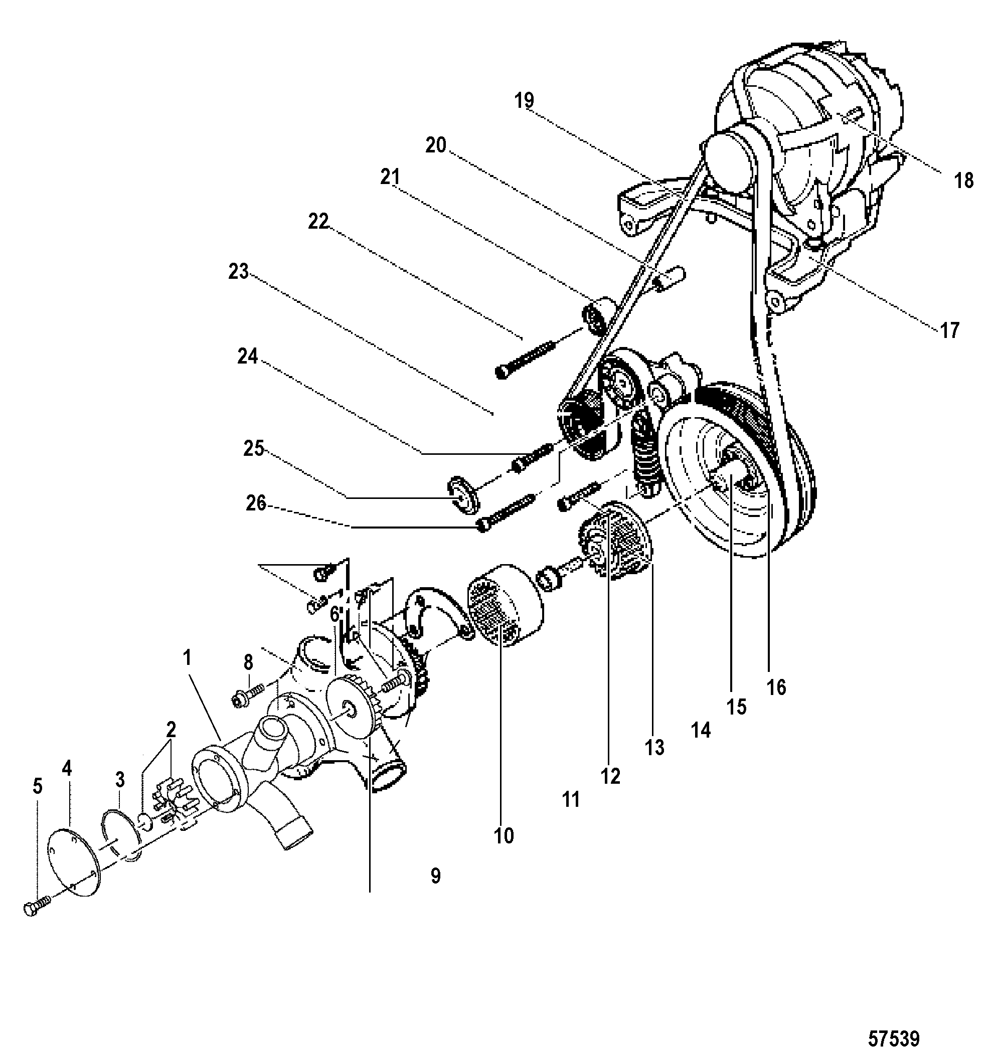 SEA WATER PUMP AND ALTERNATOR DRIVE