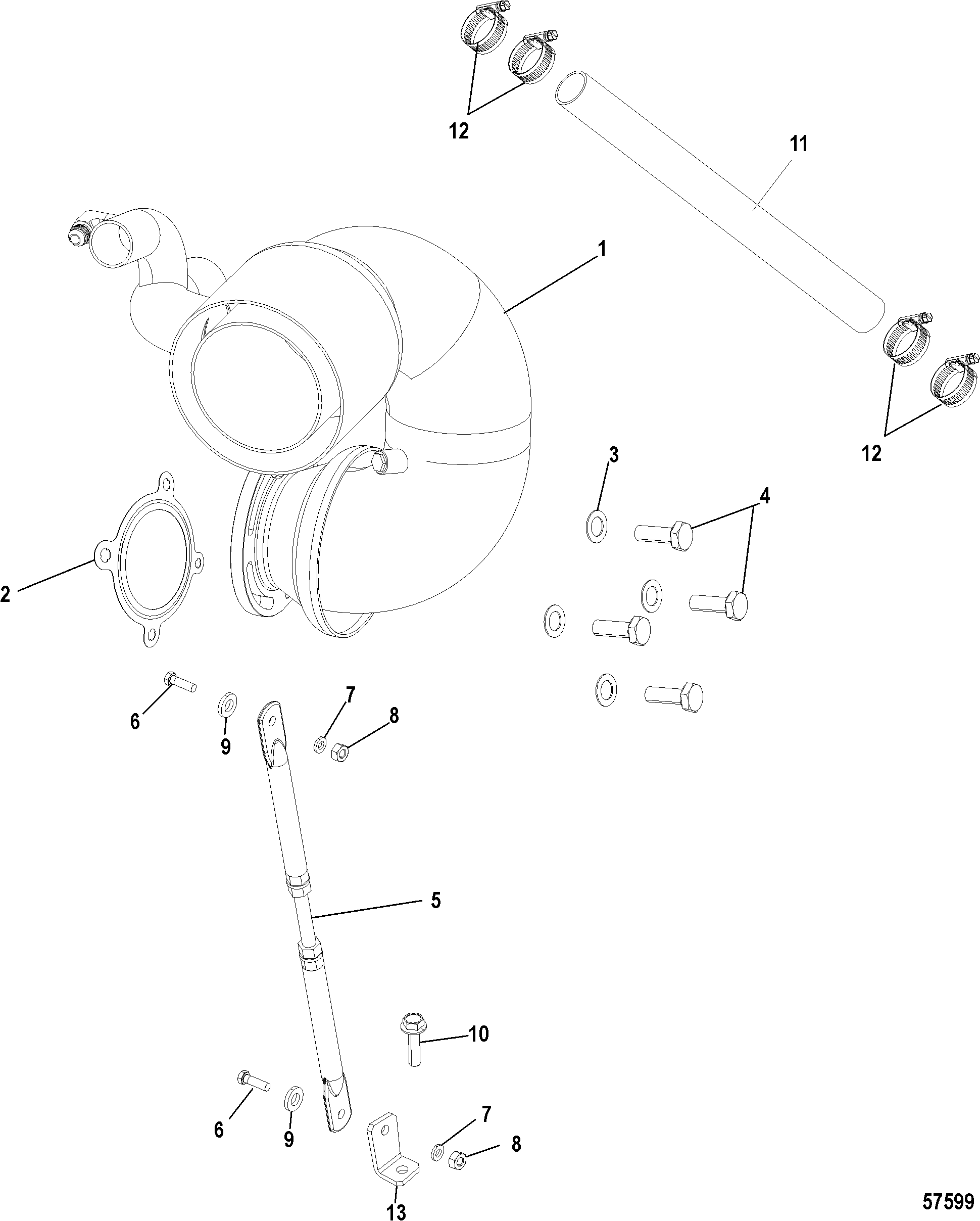 Riser, Exhaust, QSC, Port & Stbd,Design-II Stamped 8M6002617